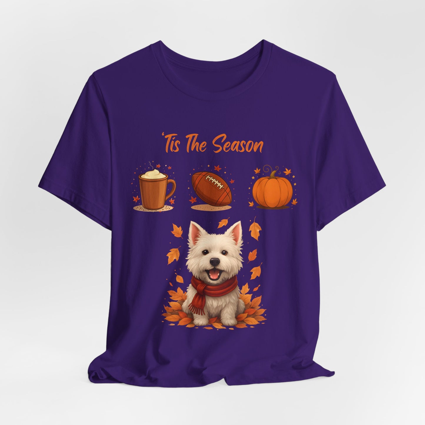 Fall-Themed Pet Lover Tee, Cozy Autumn Short Sleeve Shirt, Cute Dog Graphic T-Shirt, Comfortable Casual Tee, Ideal for Thanksgiving