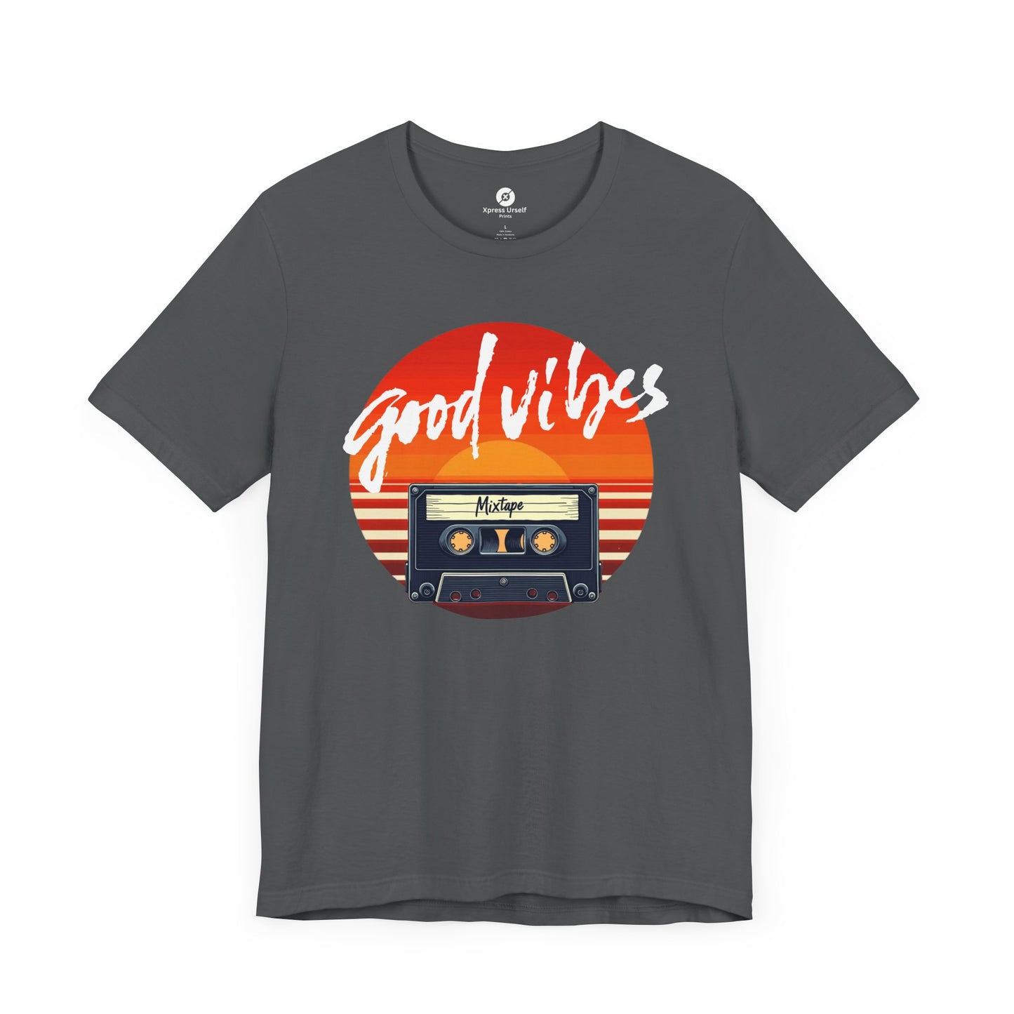 Good Vibes Unisex Jersey Tee - Retro Cassette Design for Music Lovers