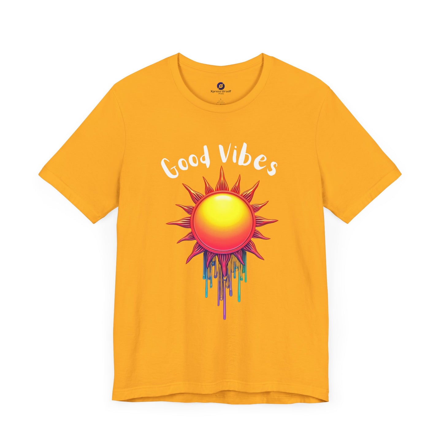 Good Vibes Unisex Short Sleeve Tee - Colorful Sun Design