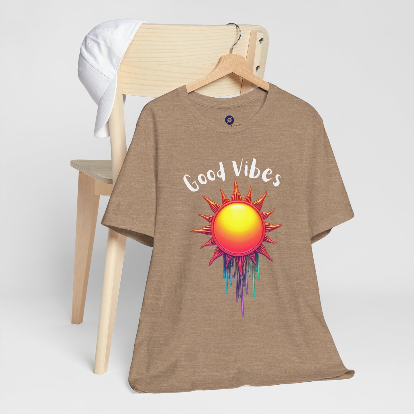 Good Vibes Unisex Short Sleeve Tee - Colorful Sun Design