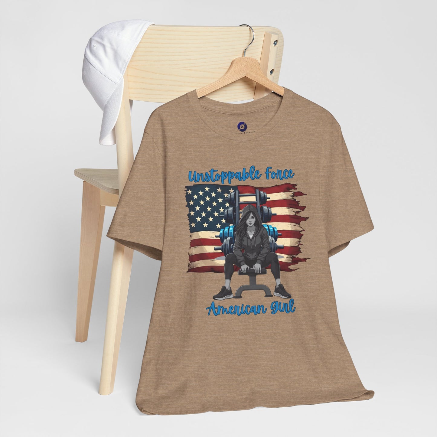 Unstoppable Force American Girl Tee - Patriotic Short Sleeve Shirt for Independence Day, Casual Wear, Gifts, Freedom Celebration