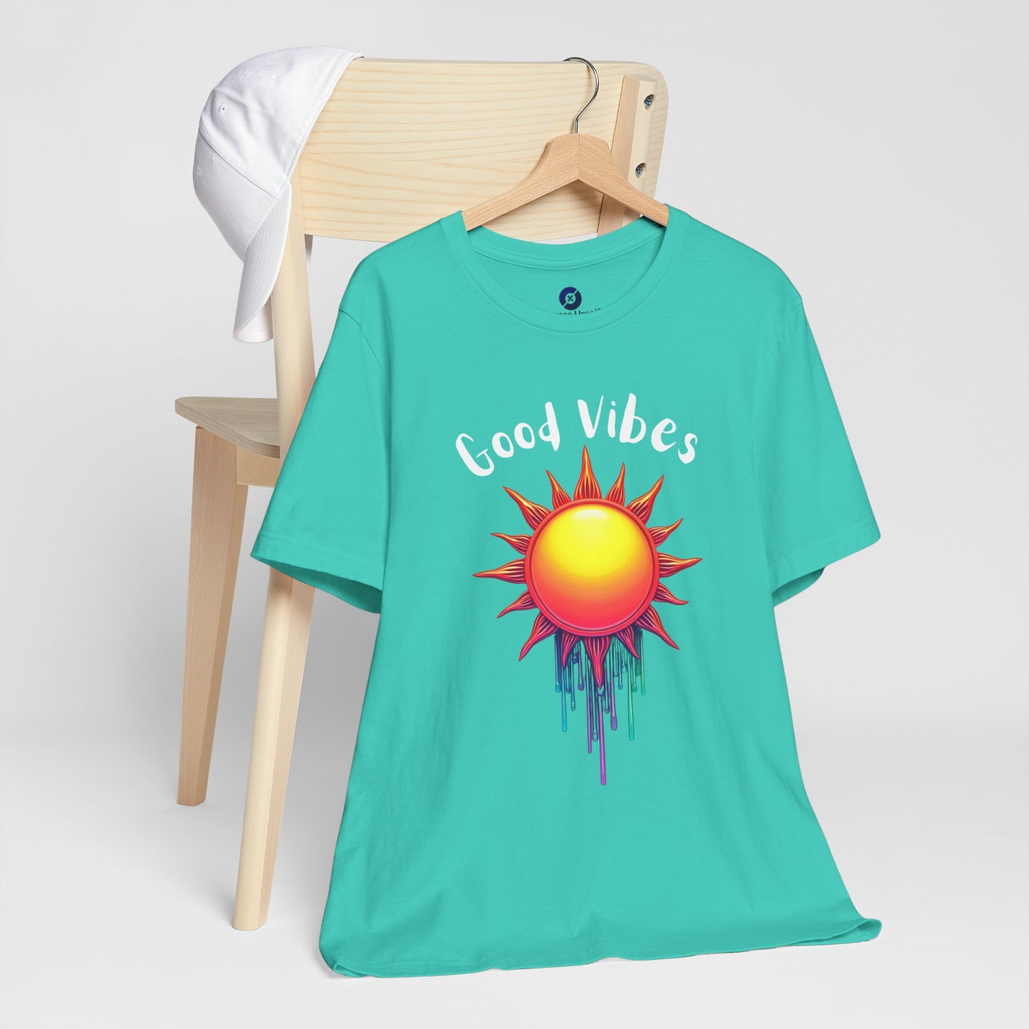 Good Vibes Unisex Short Sleeve Tee - Colorful Sun Design