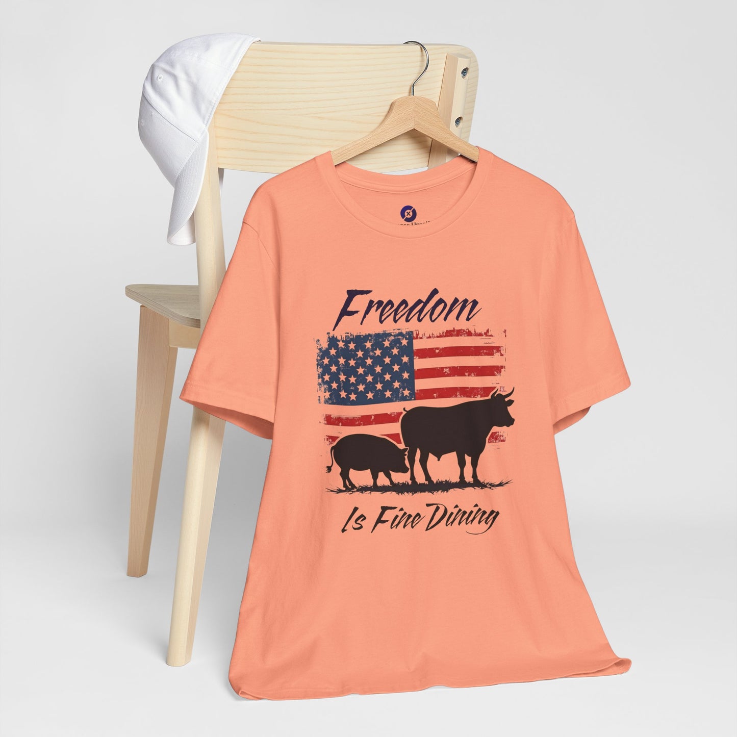 Freedom Is Fine Dining Unisex Jersey Tee - Patriotic Farm Theme