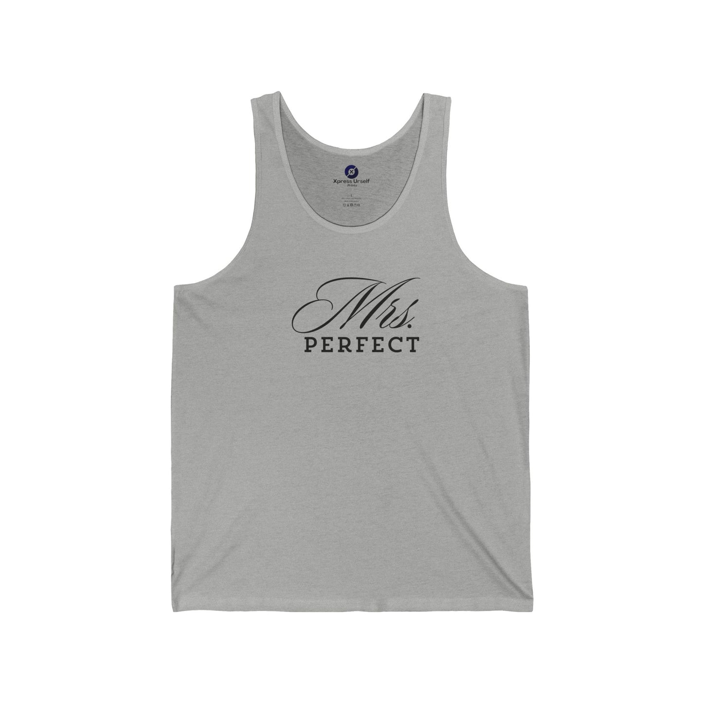 Mrs. Perfect Micro Rib Racer Tank Top, Flattering Summer Crop Top, Casual Daily Wear, Gift for Bridesmaids, Cute Workout Gear