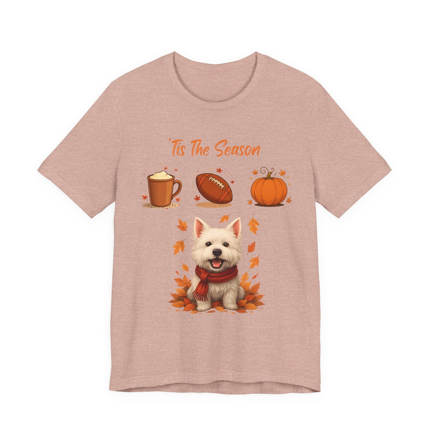 Fall-Themed Pet Lover Tee, Cozy Autumn Short Sleeve Shirt, Cute Dog Graphic T-Shirt, Comfortable Casual Tee, Ideal for Thanksgiving