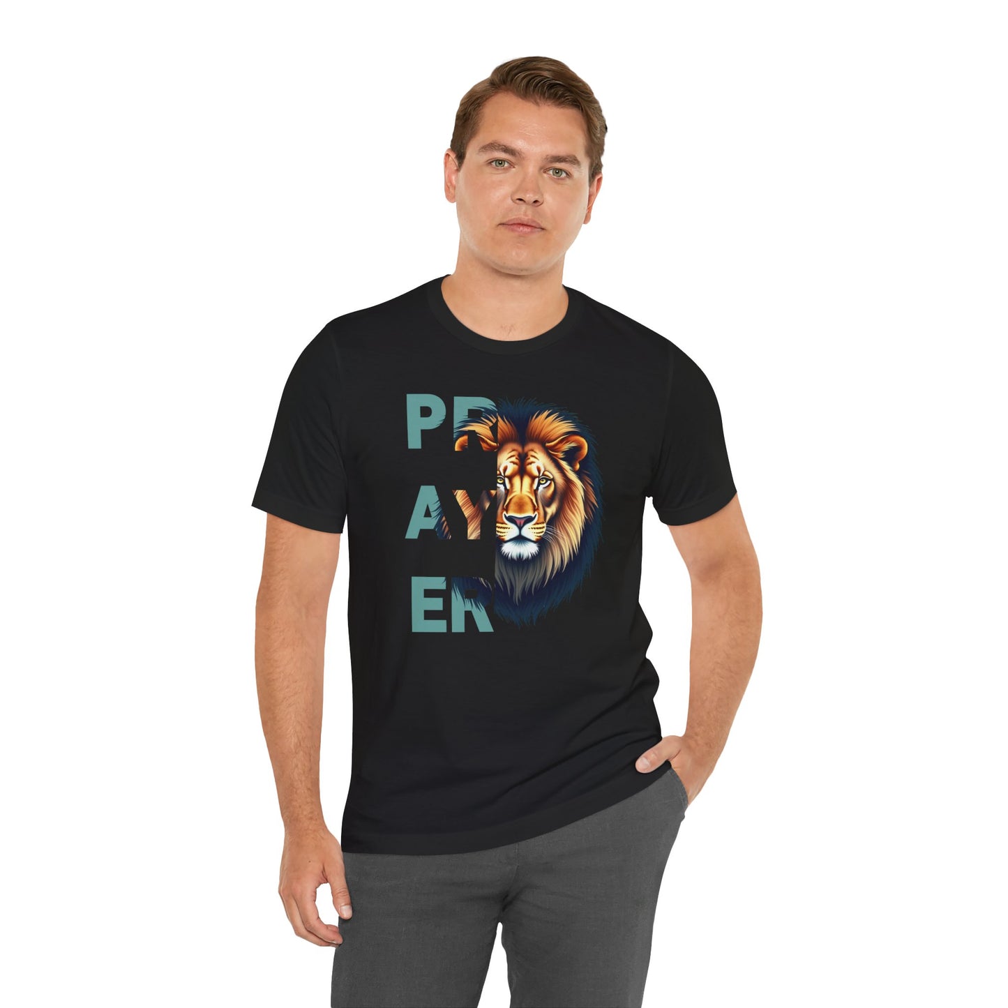 Prayer Lion Unisex Jersey Tee - Faith & Strength Shirt
