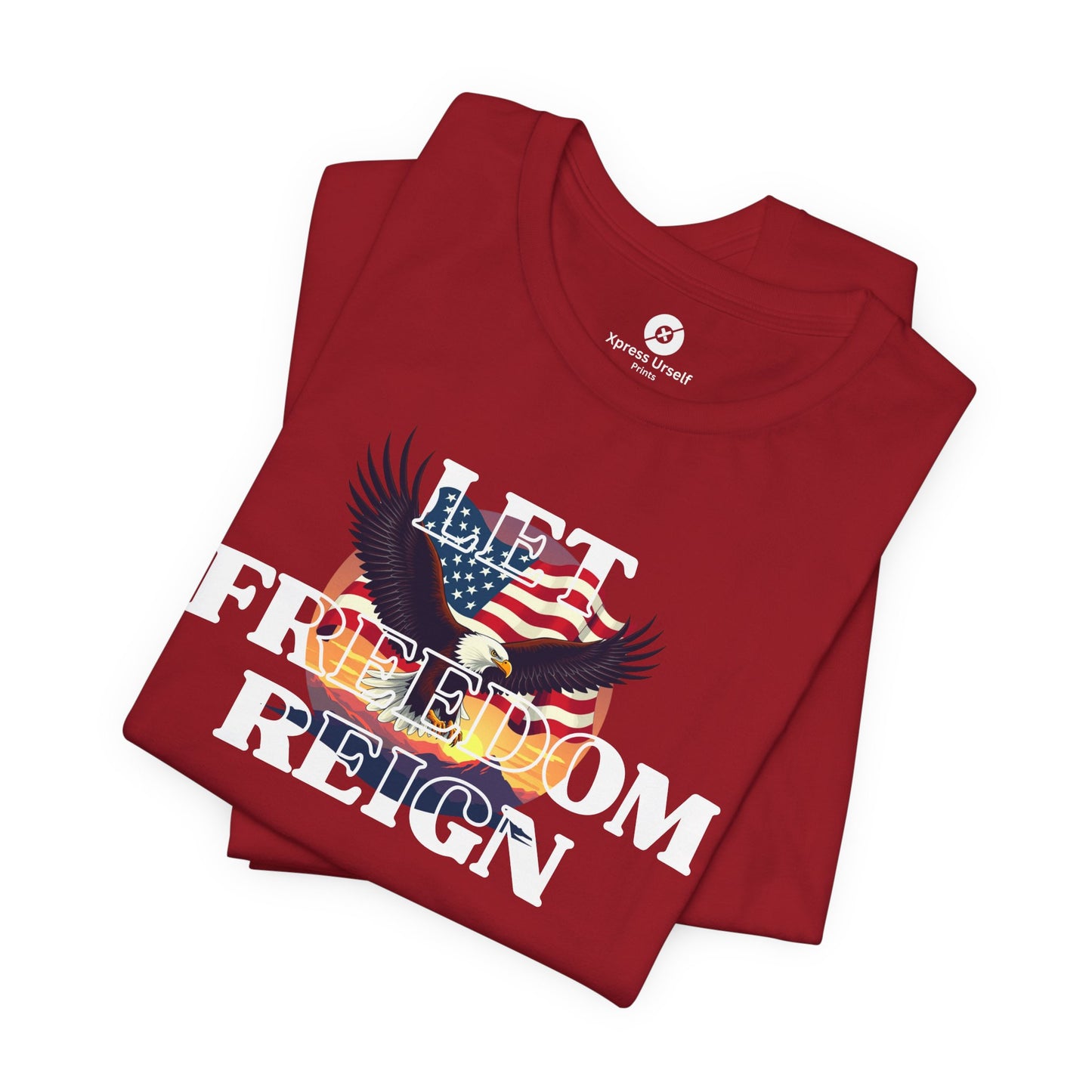 Freedom Reign Unisex Short Sleeve Tee - Patriotic Eagle Design
