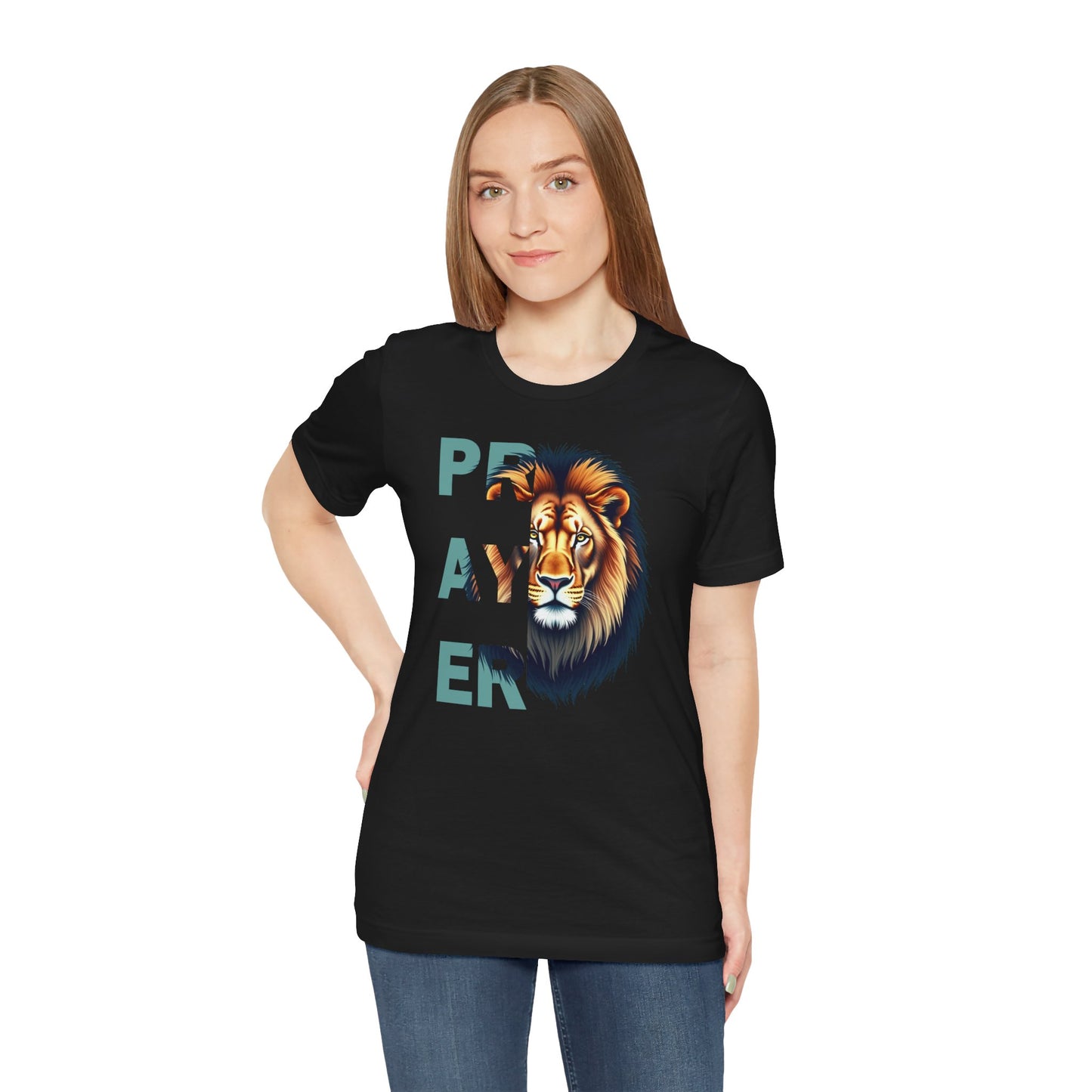 Prayer Lion Unisex Jersey Tee - Faith & Strength Shirt