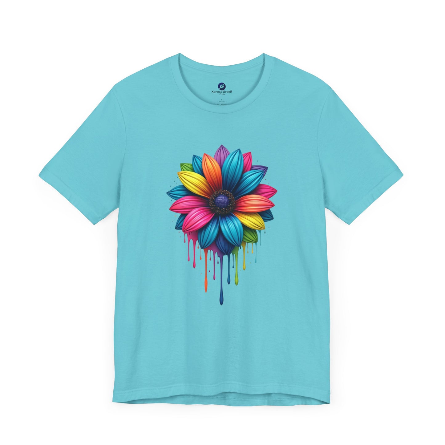 Colorful Flower Short Sleeve Tee - Vibrant Floral Design for Everyday Wear