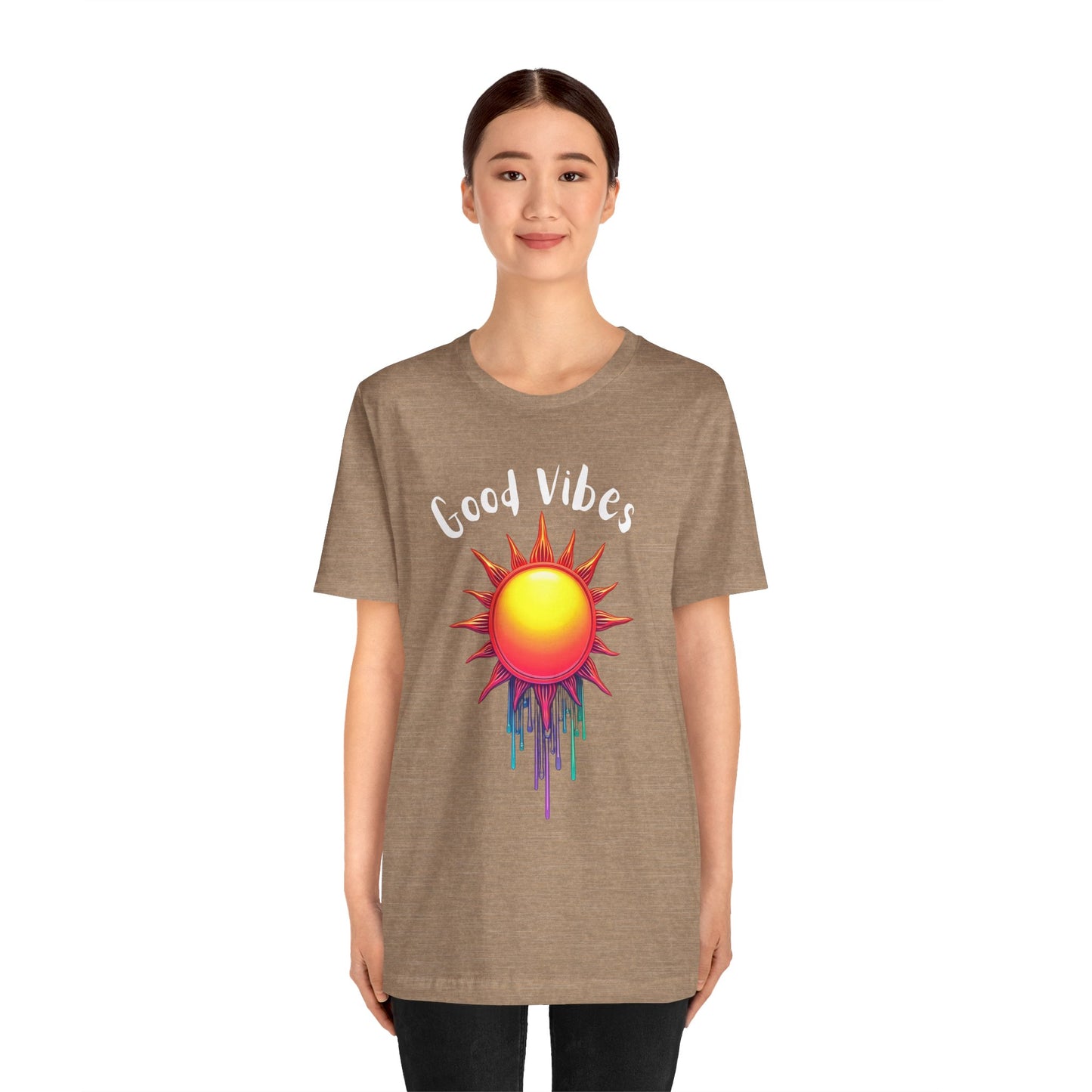 Good Vibes Unisex Short Sleeve Tee - Colorful Sun Design