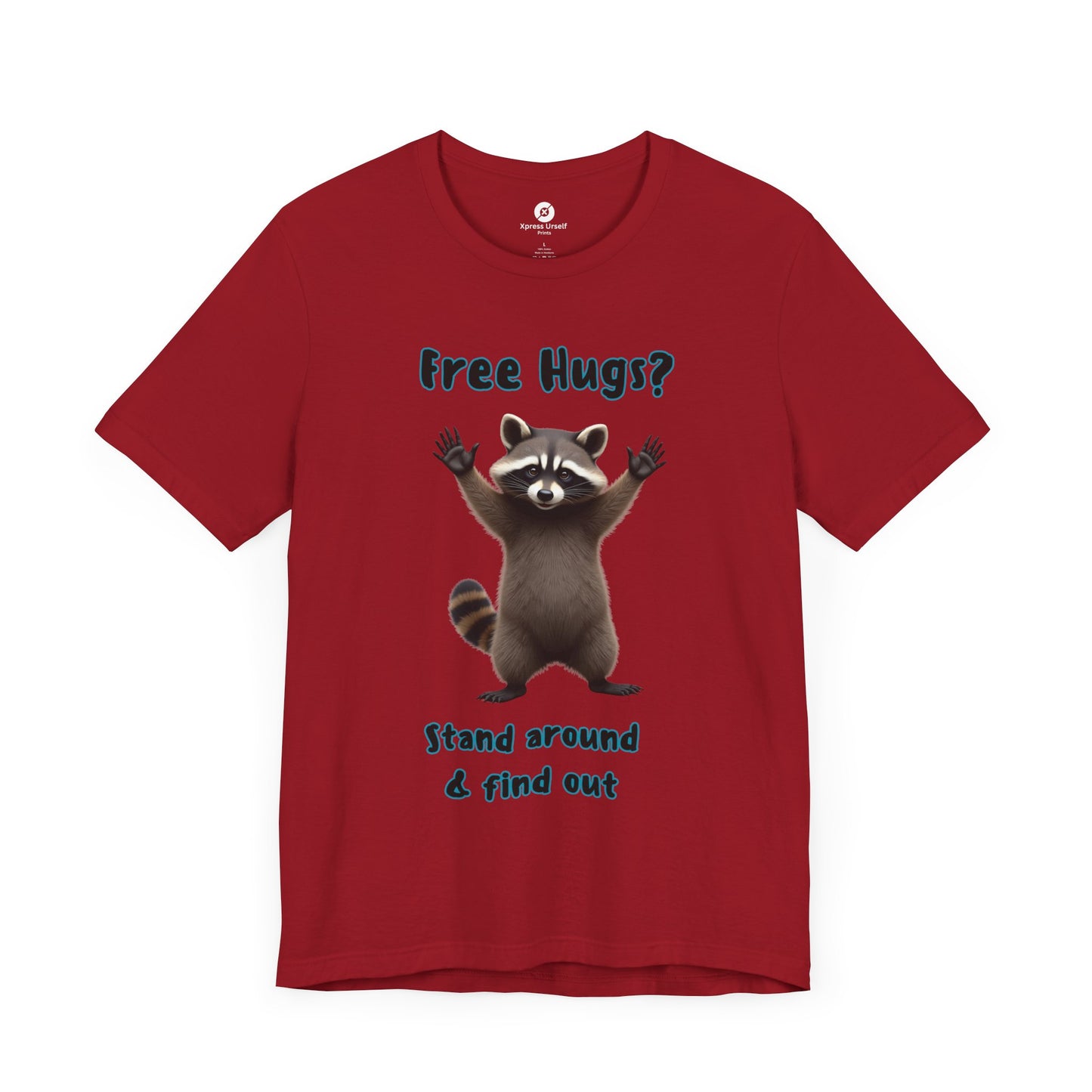 Funny Raccoon Tee - "Free Hugs" Unisex Jersey Short Sleeve