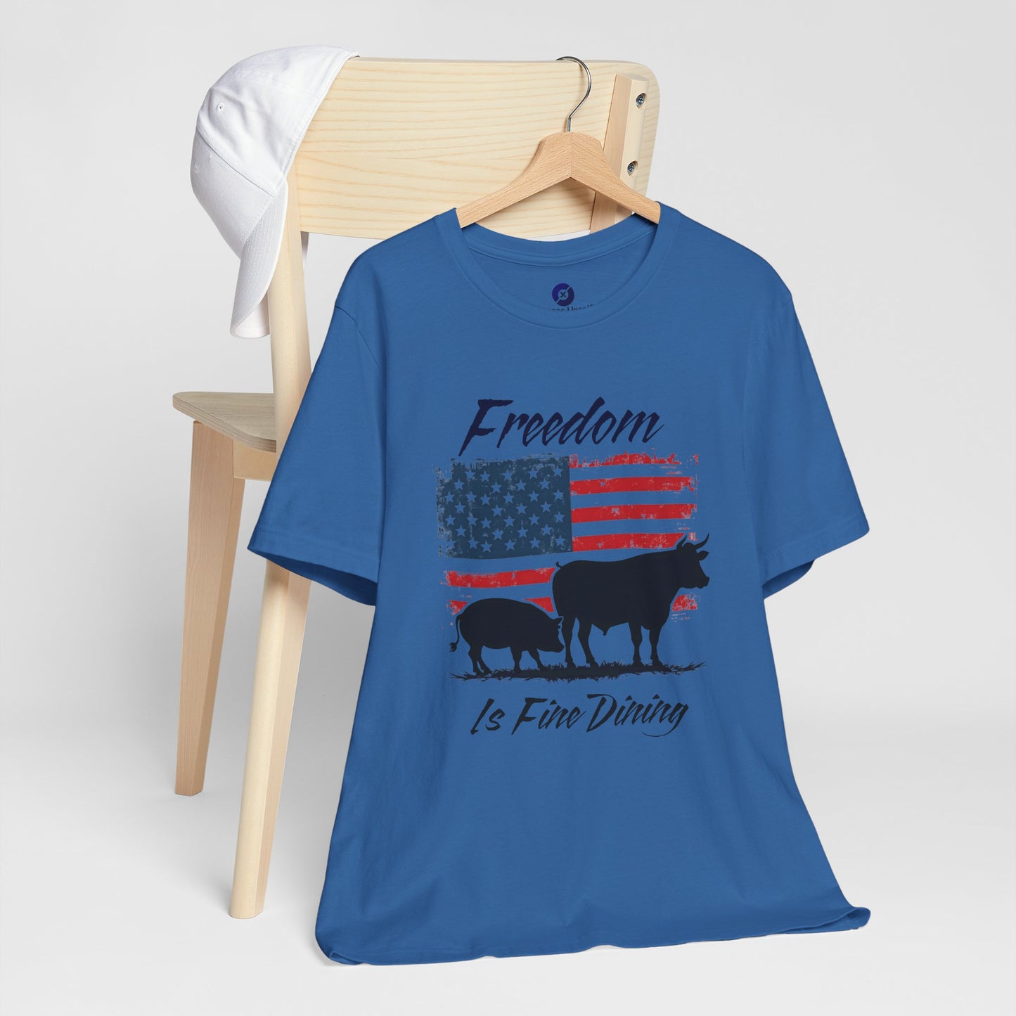 Freedom Is Fine Dining Unisex Jersey Tee - Patriotic Farm Theme