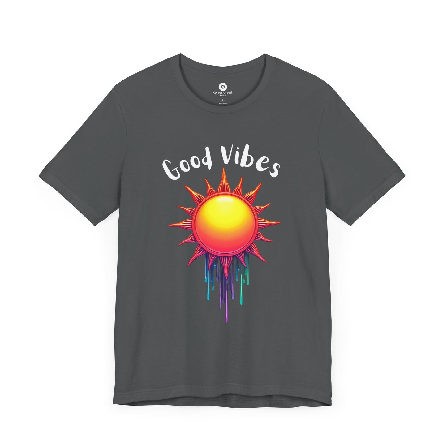 Good Vibes Unisex Short Sleeve Tee - Colorful Sun Design