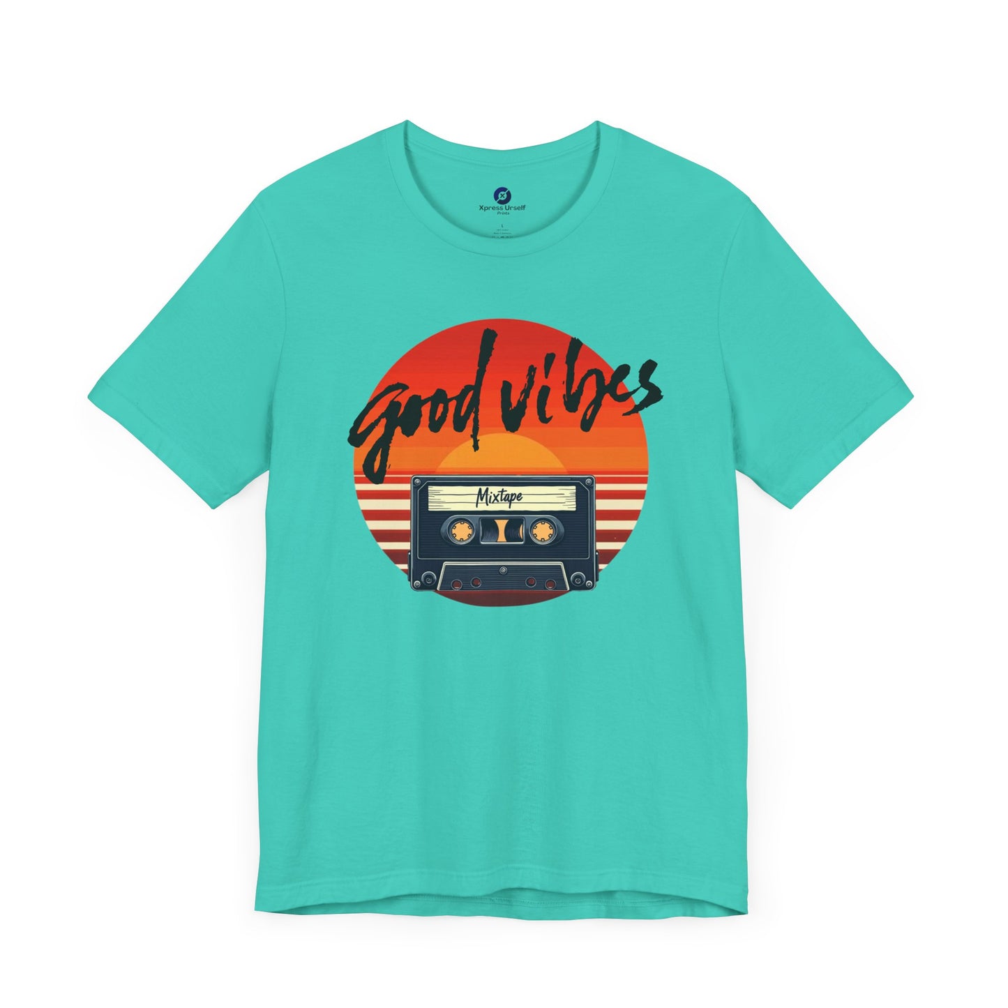 Good Vibes Unisex Jersey Tee - Retro Cassette Design for Music Lovers