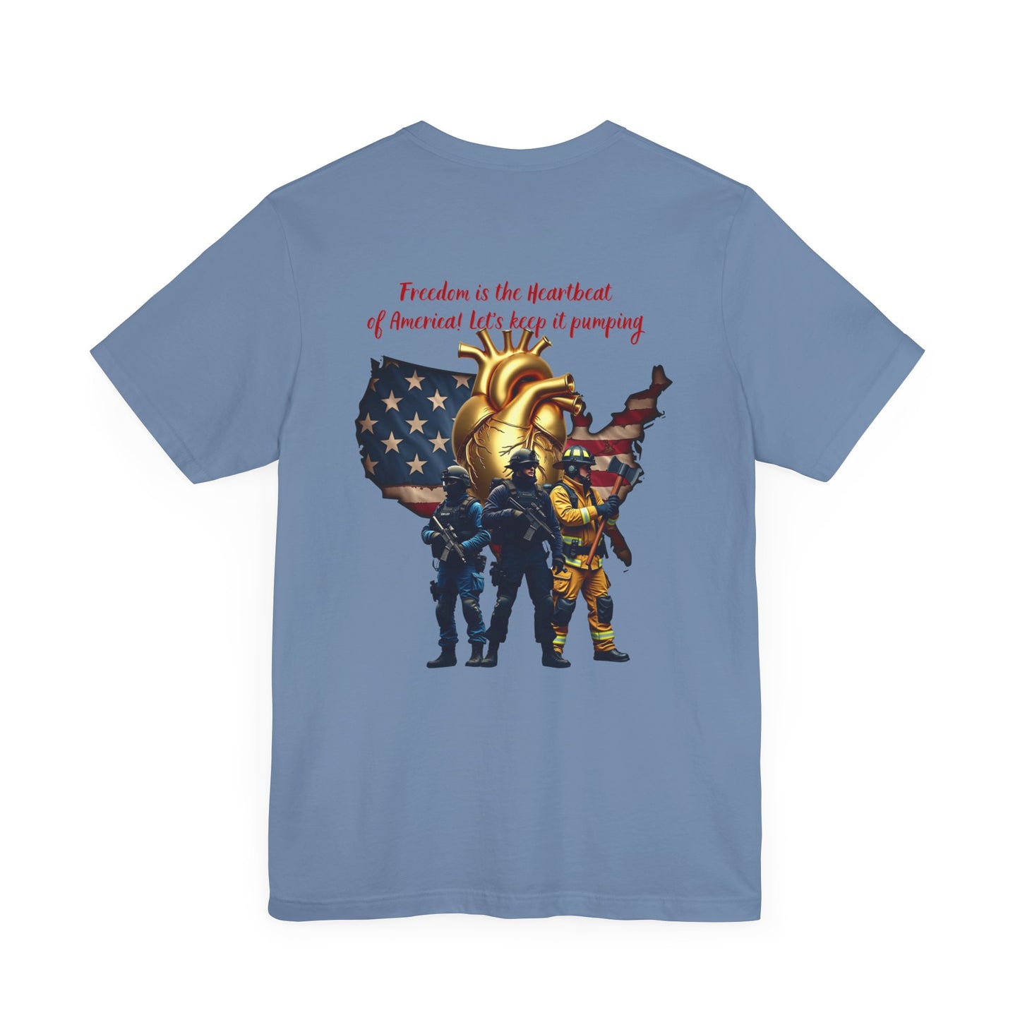 Freedom Inspired Unisex Tee - Heroic Theme with American Flag