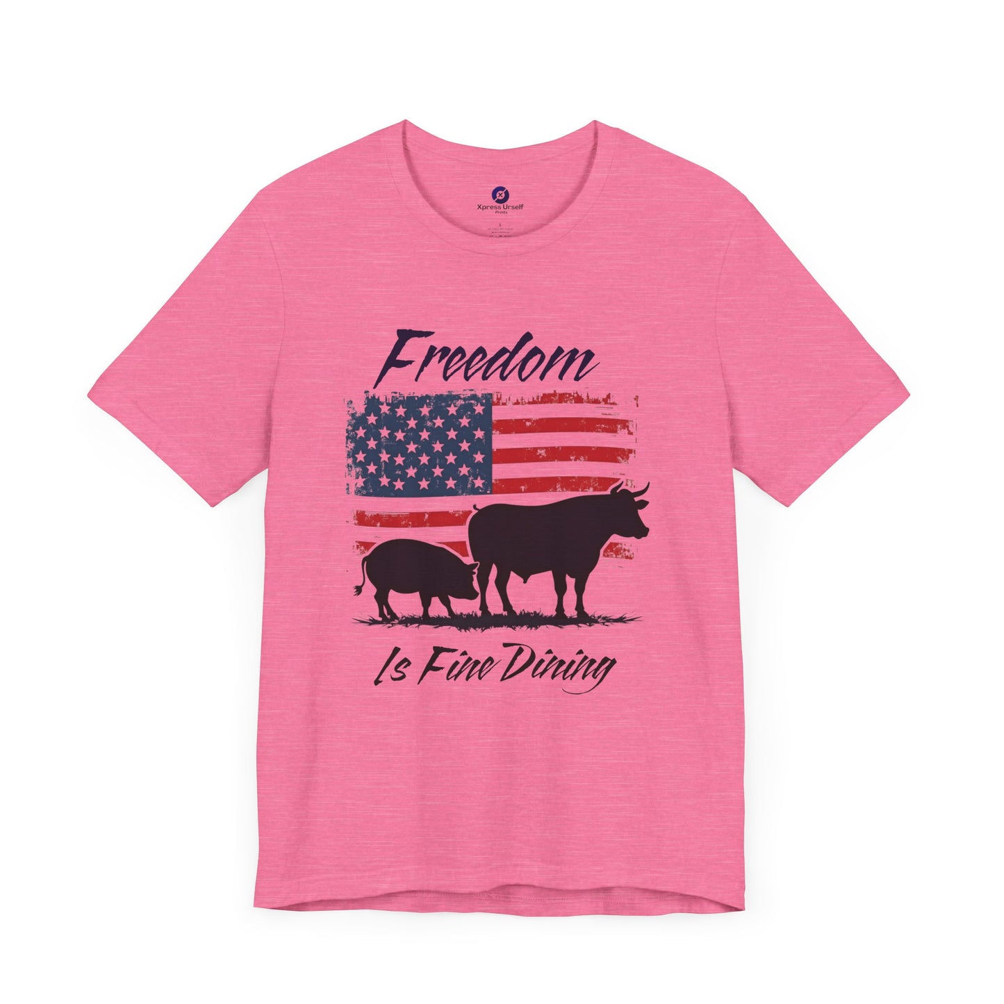 Freedom Is Fine Dining Unisex Jersey Tee - Patriotic Farm Theme