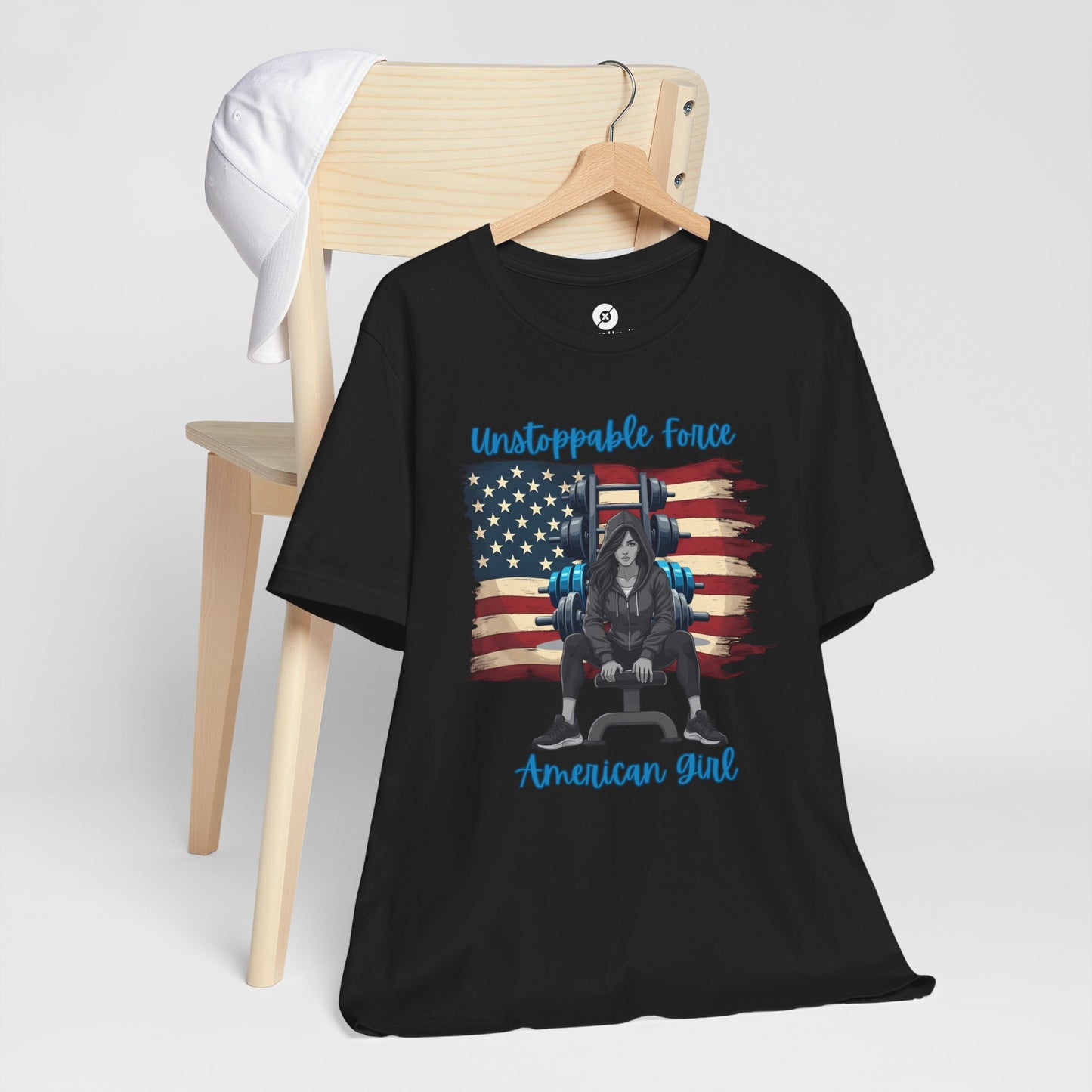 Unstoppable Force American Girl Tee - Patriotic Short Sleeve Shirt for Independence Day, Casual Wear, Gifts, Freedom Celebration