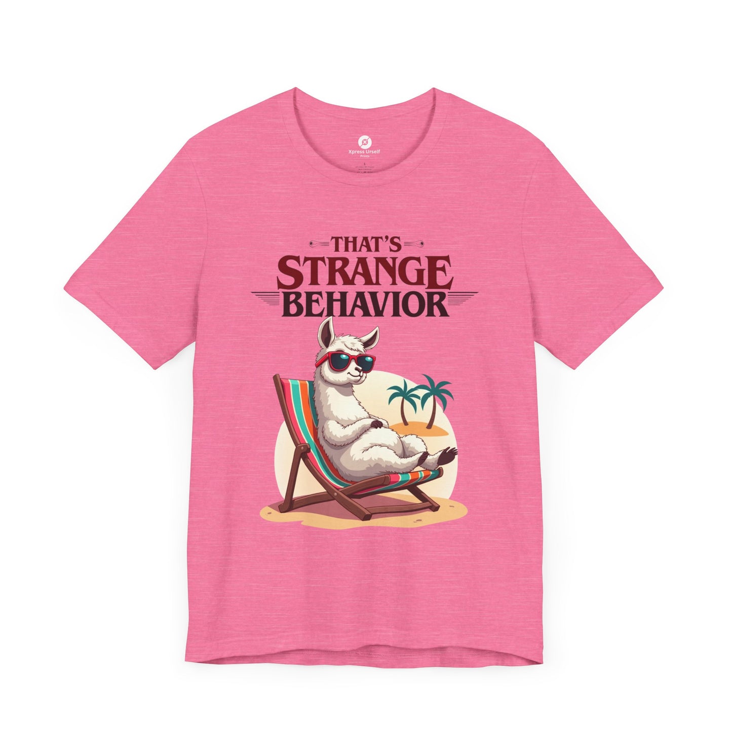 Funny Llama Graphic Tee - "That's Strange Behavior" Unisex Jersey T-Shirt