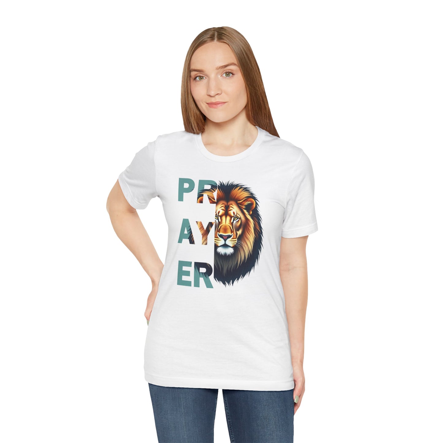 Prayer Lion Unisex Jersey Tee - Faith & Strength Shirt