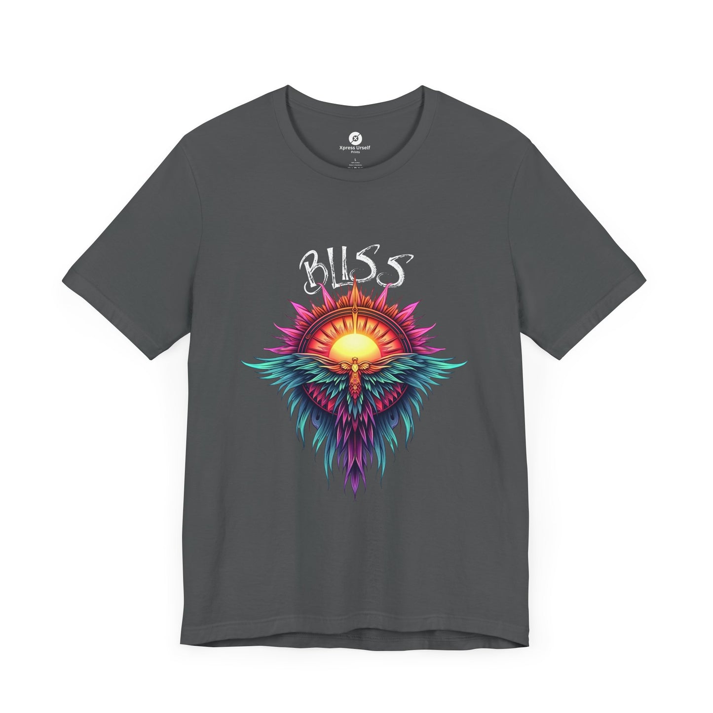 Bohemian Bliss Unisex T-Shirt - Colorful Sun & Feather Design