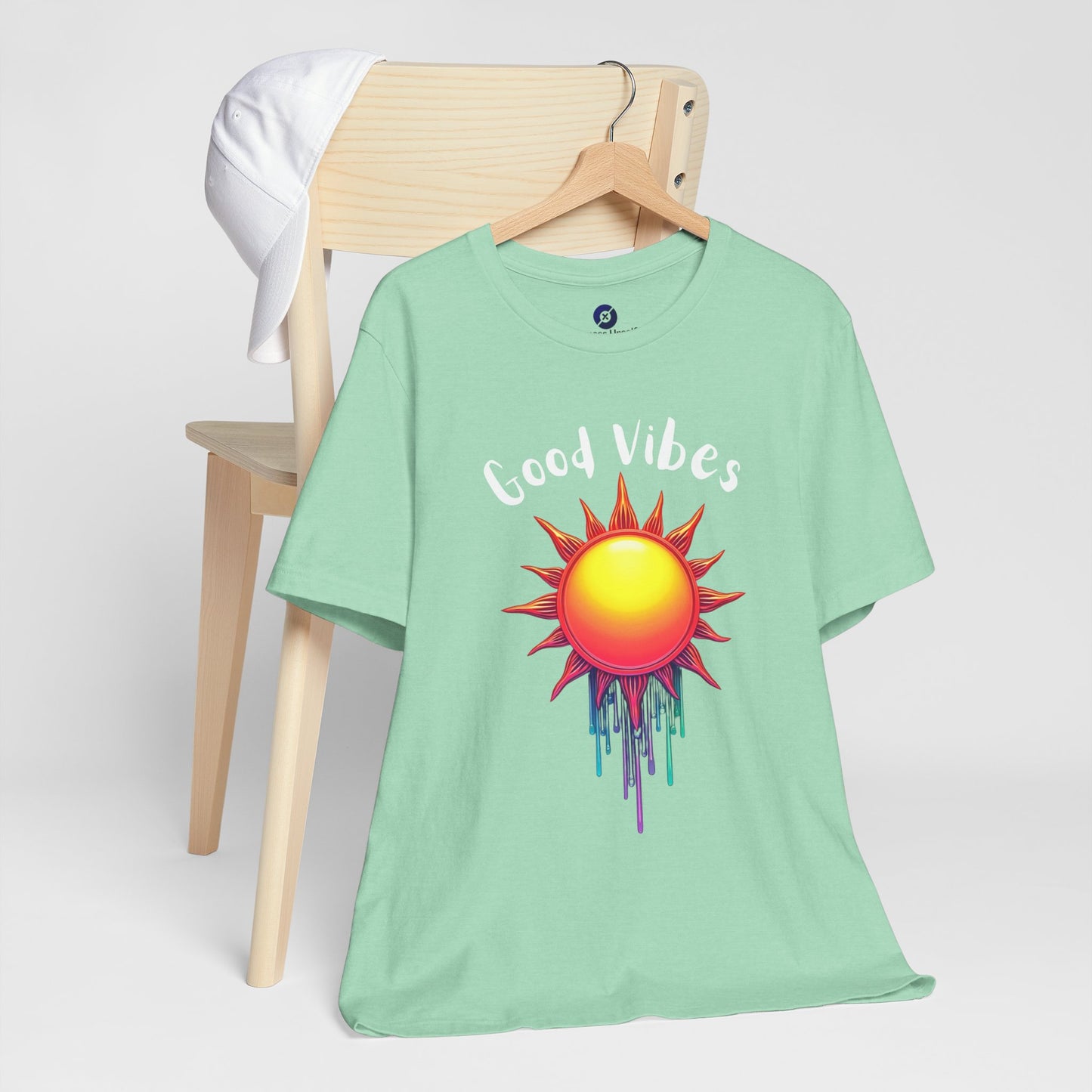 Good Vibes Unisex Short Sleeve Tee - Colorful Sun Design