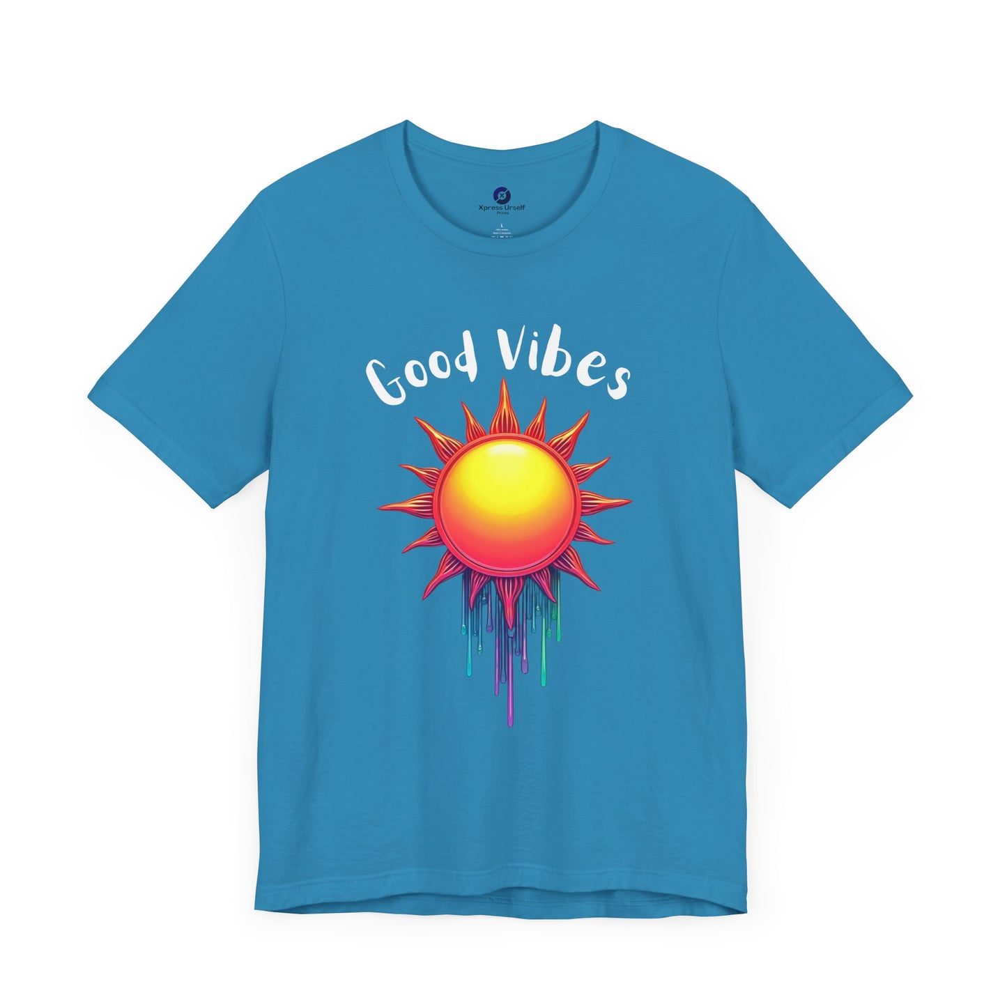 Good Vibes Unisex Short Sleeve Tee - Colorful Sun Design