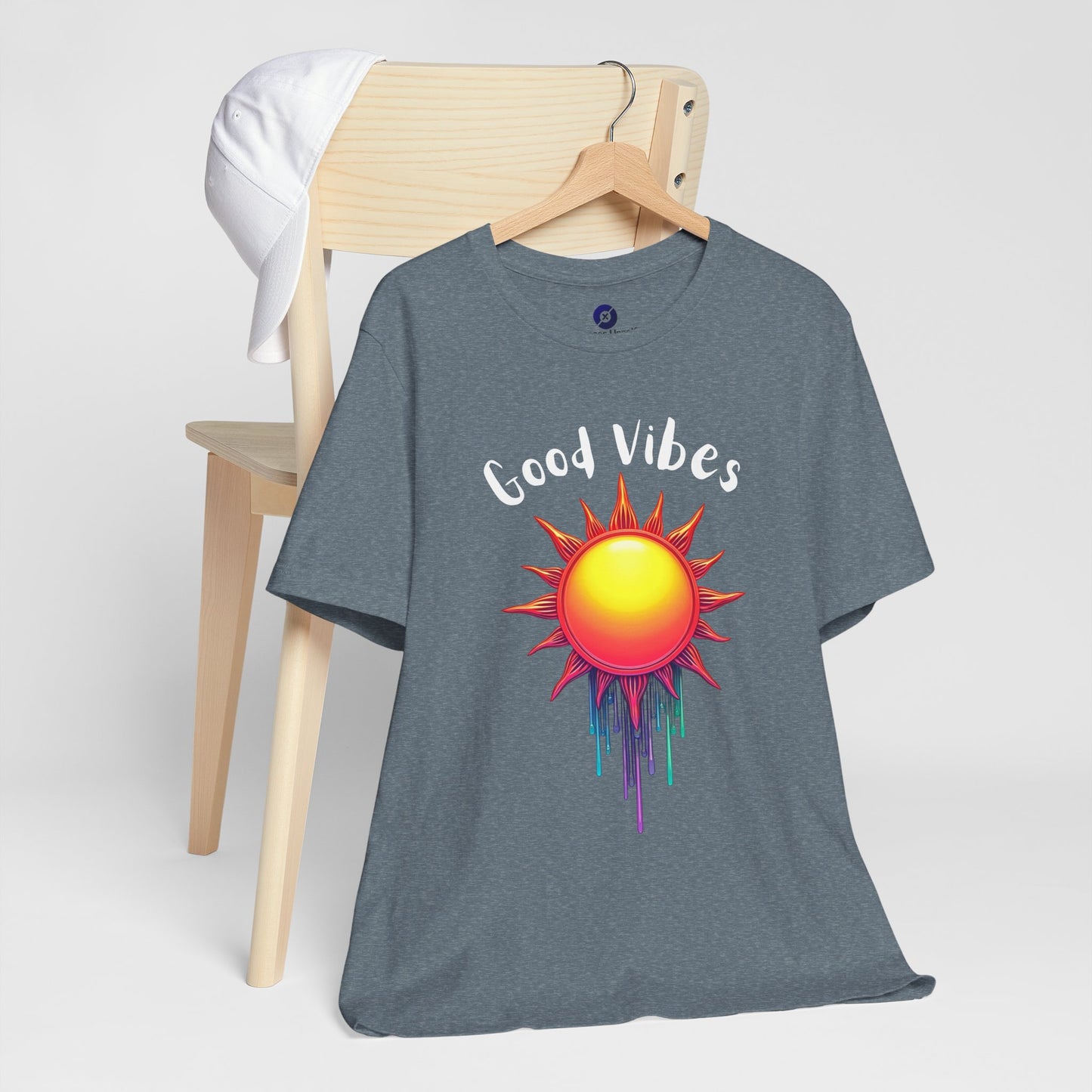 Good Vibes Unisex Short Sleeve Tee - Colorful Sun Design