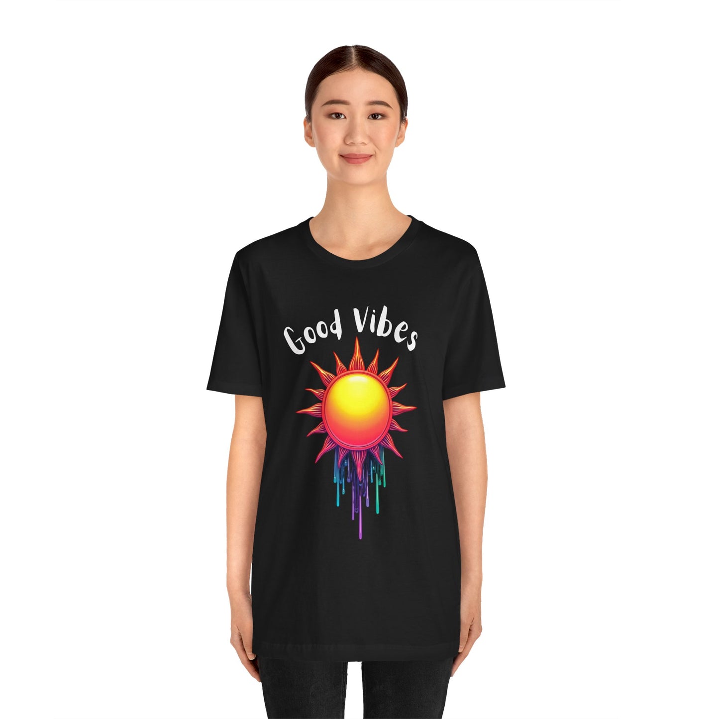 Good Vibes Unisex Short Sleeve Tee - Colorful Sun Design