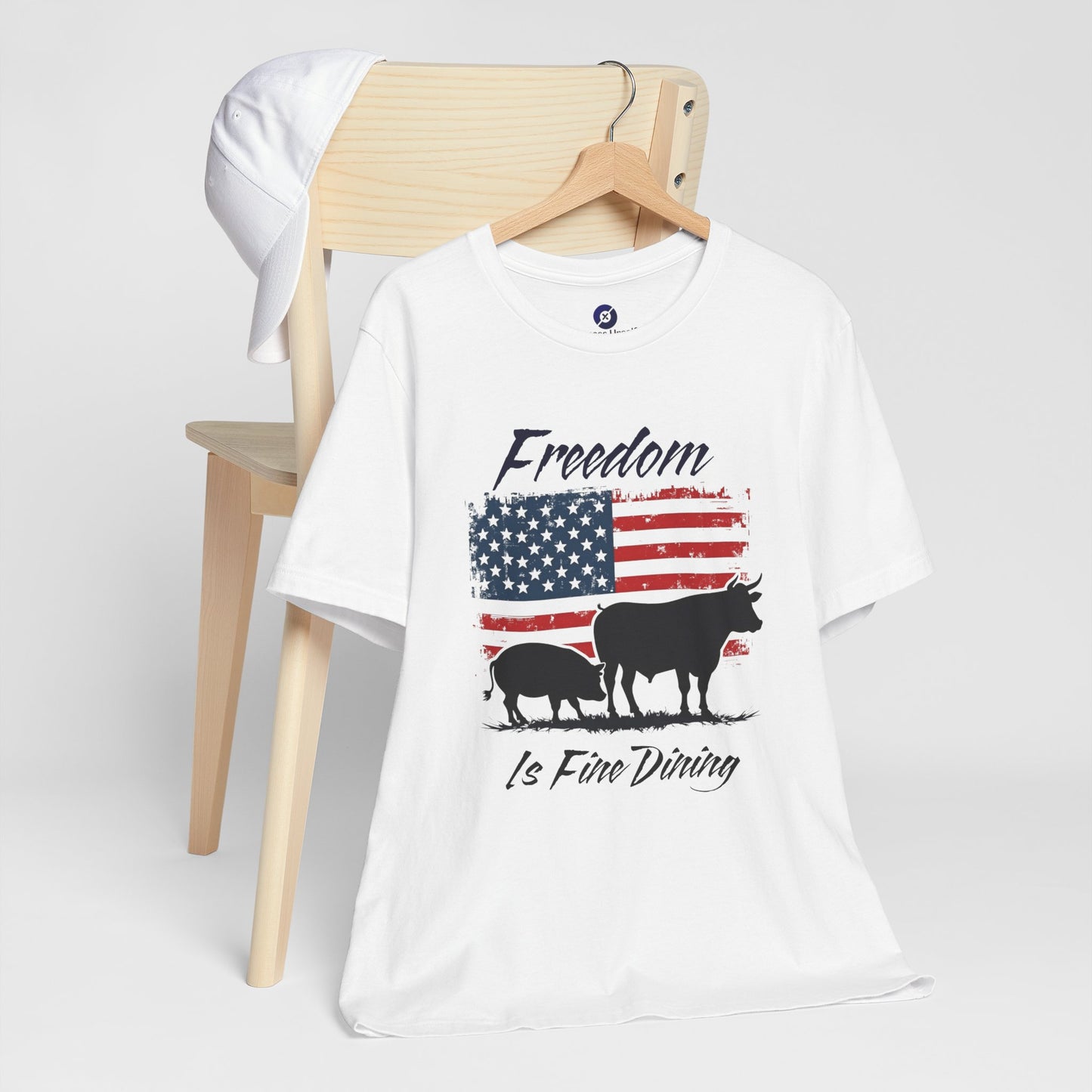 Freedom Is Fine Dining Unisex Jersey Tee - Patriotic Farm Theme
