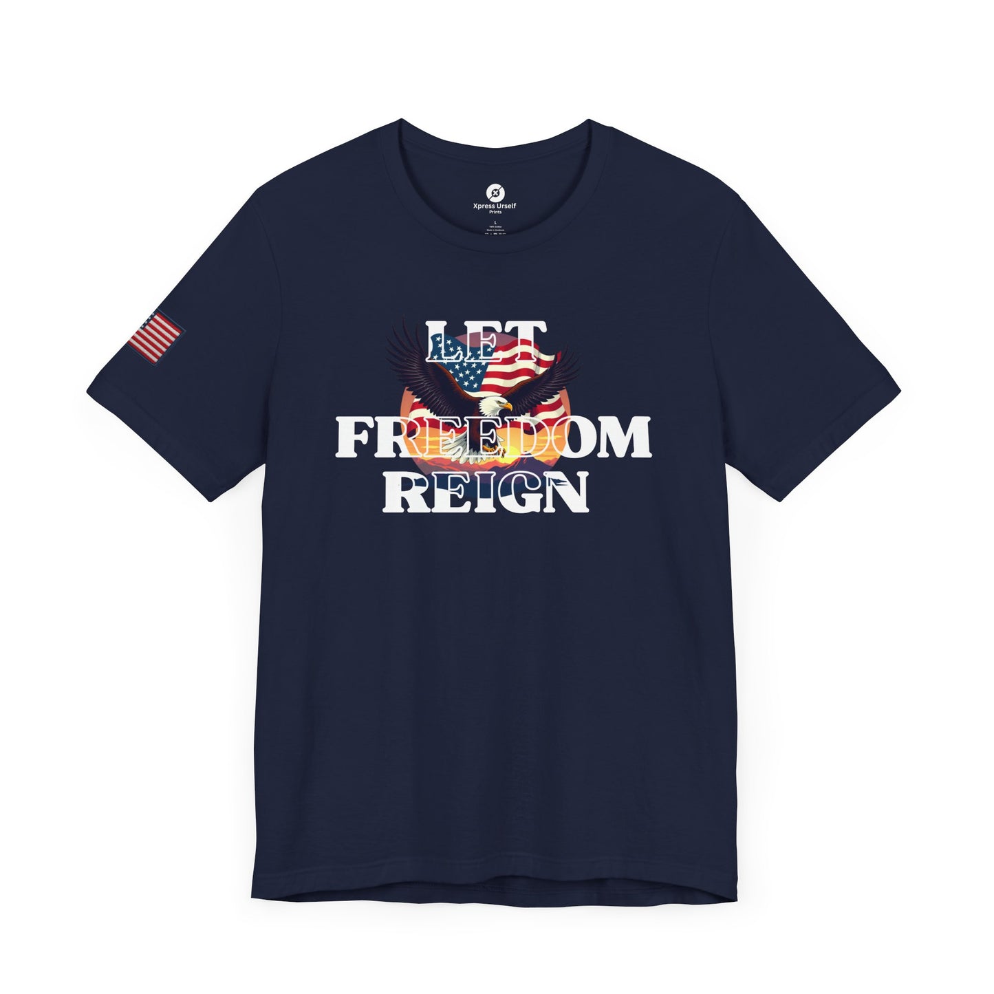 Freedom Reign Unisex Short Sleeve Tee - Patriotic Eagle Design