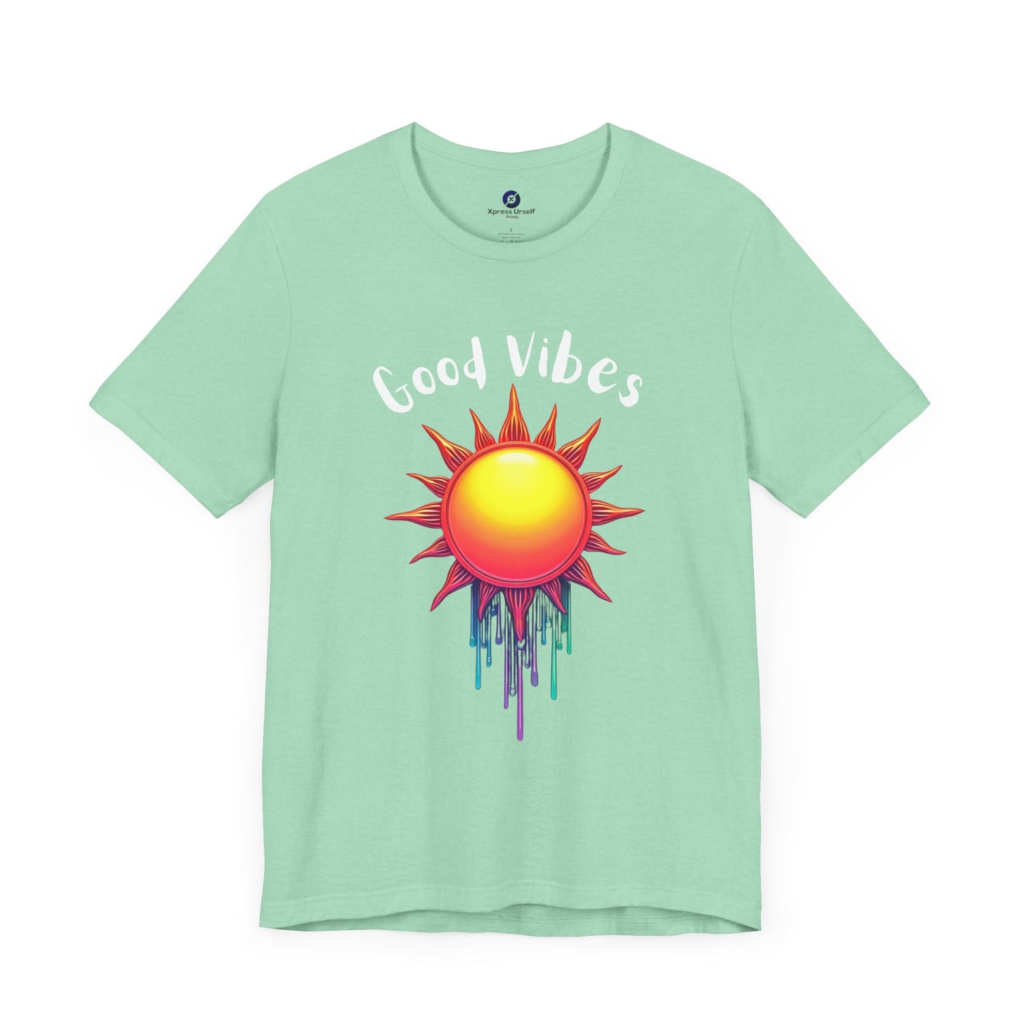 Good Vibes Unisex Short Sleeve Tee - Colorful Sun Design