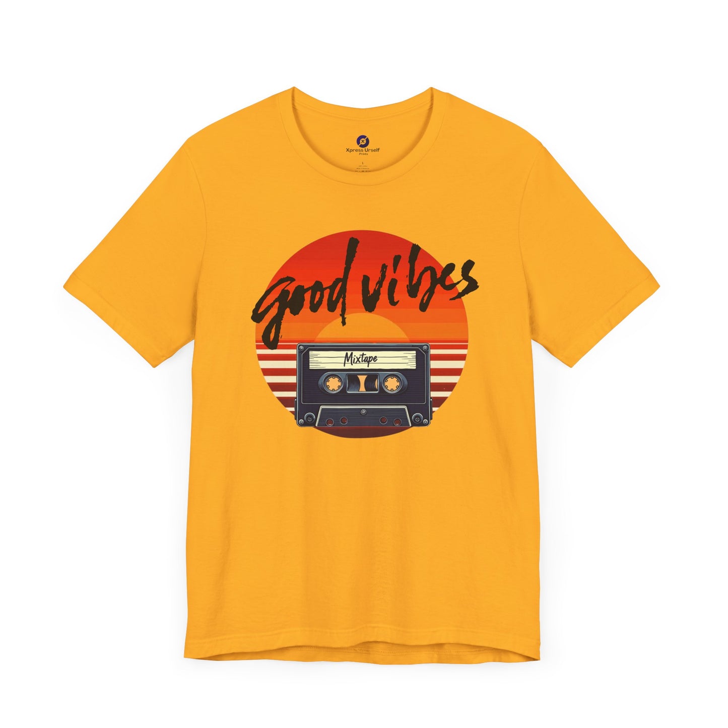 Good Vibes Unisex Jersey Tee - Retro Cassette Design for Music Lovers