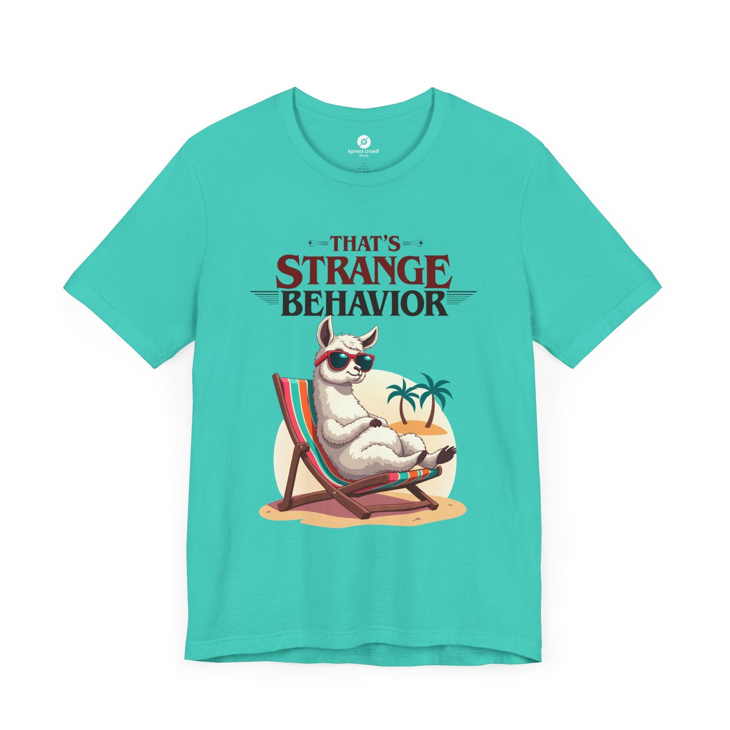 Funny Llama Graphic Tee - "That's Strange Behavior" Unisex Jersey T-Shirt