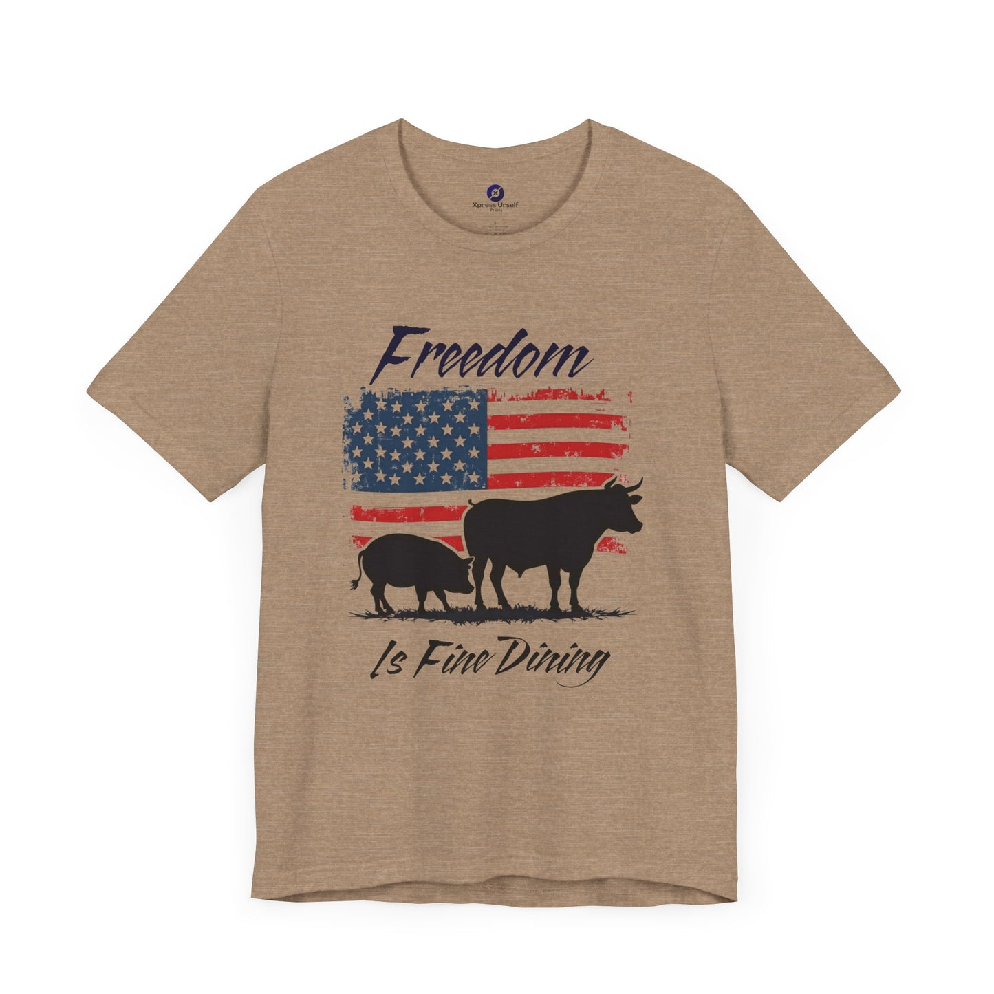 Freedom Is Fine Dining Unisex Jersey Tee - Patriotic Farm Theme