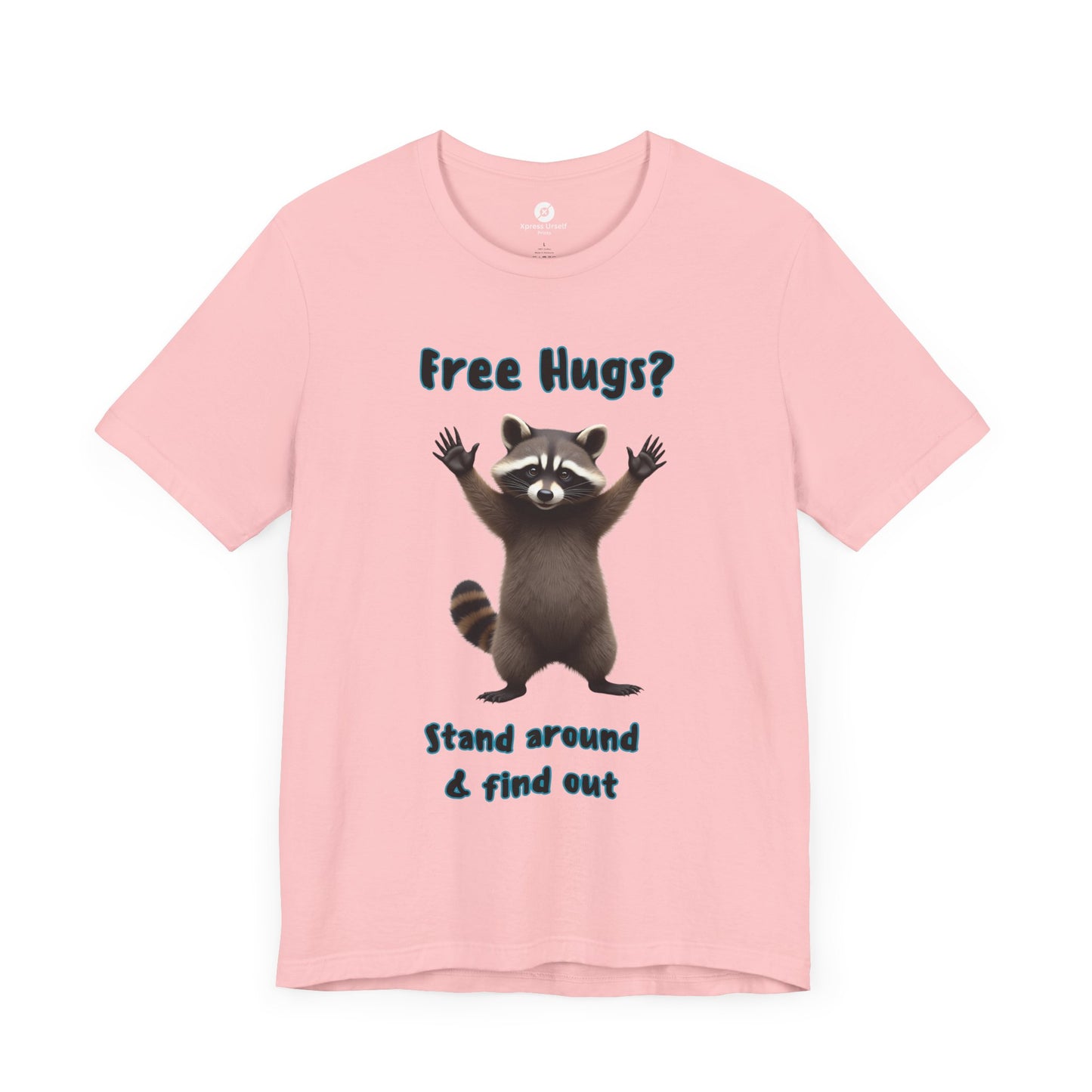 Funny Raccoon Tee - "Free Hugs" Unisex Jersey Short Sleeve