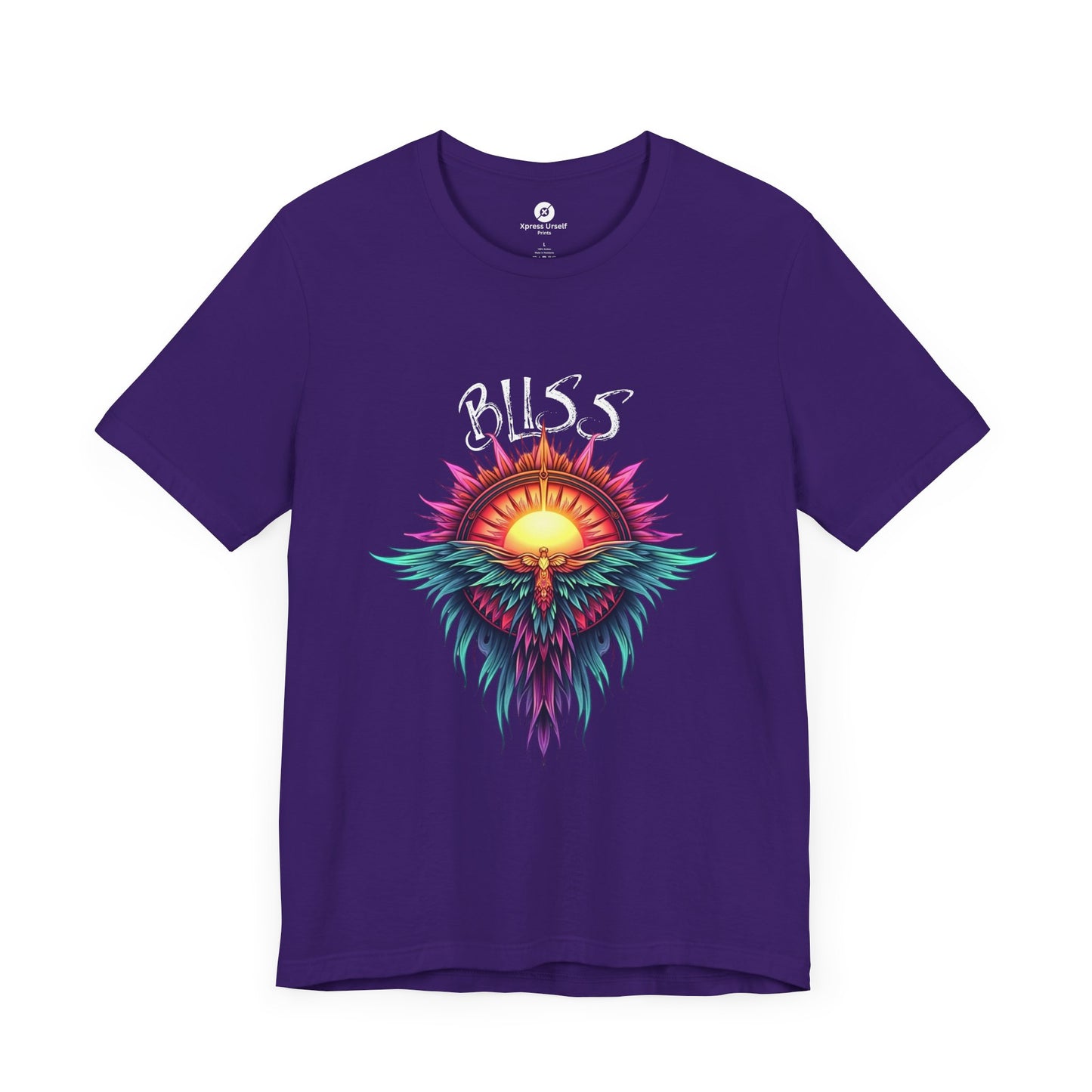Bohemian Bliss Unisex T-Shirt - Colorful Sun & Feather Design