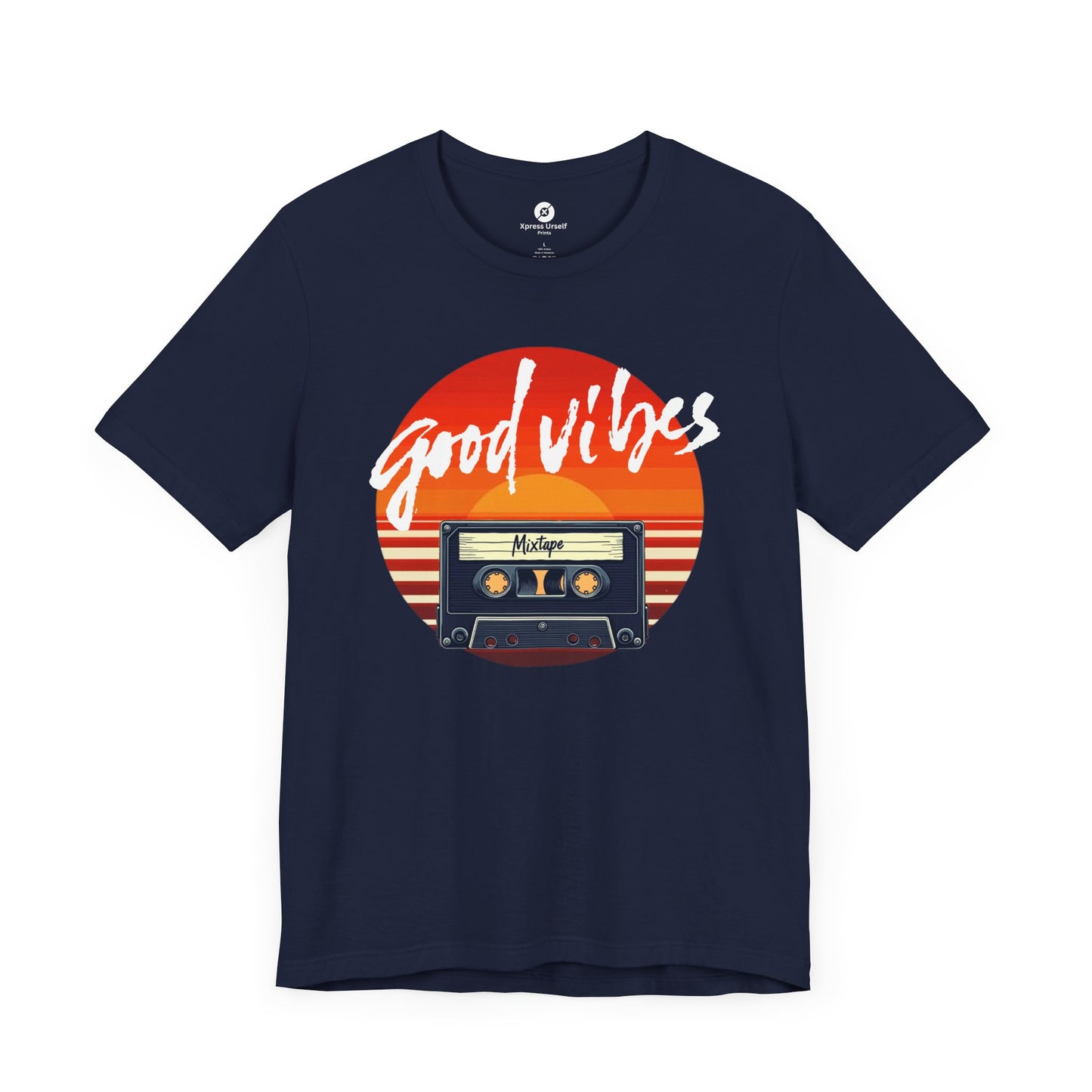 Good Vibes Unisex Jersey Tee - Retro Cassette Design for Music Lovers
