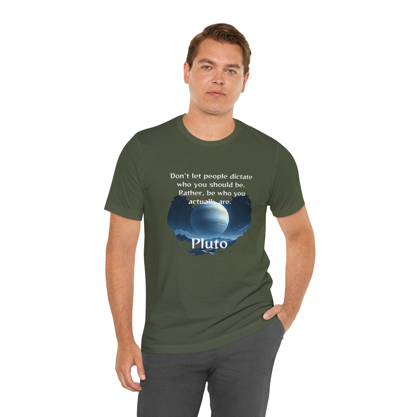 Inspirational Pluto Graphic Tee - Be Who You Are