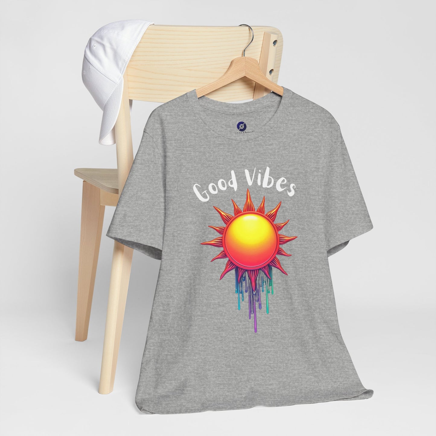 Good Vibes Unisex Short Sleeve Tee - Colorful Sun Design