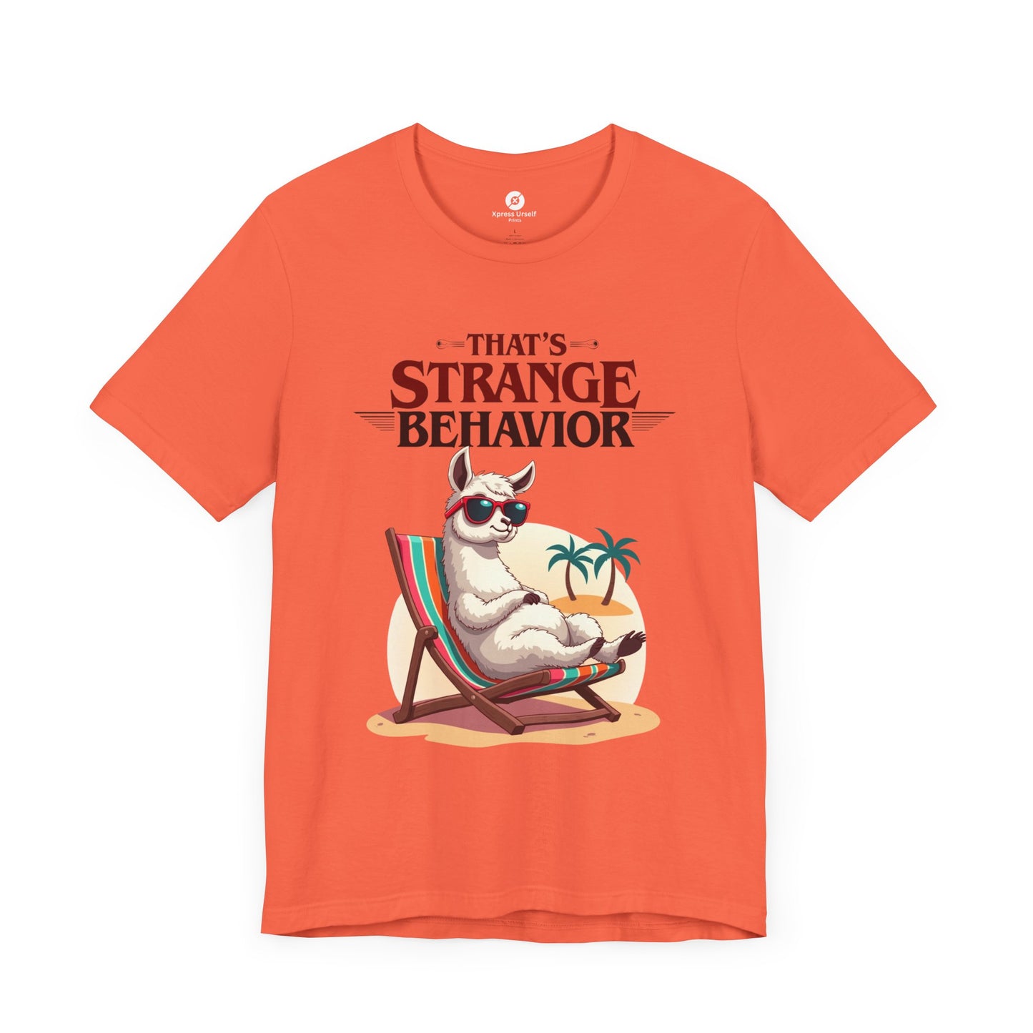 Funny Llama Graphic Tee - "That's Strange Behavior" Unisex Jersey T-Shirt