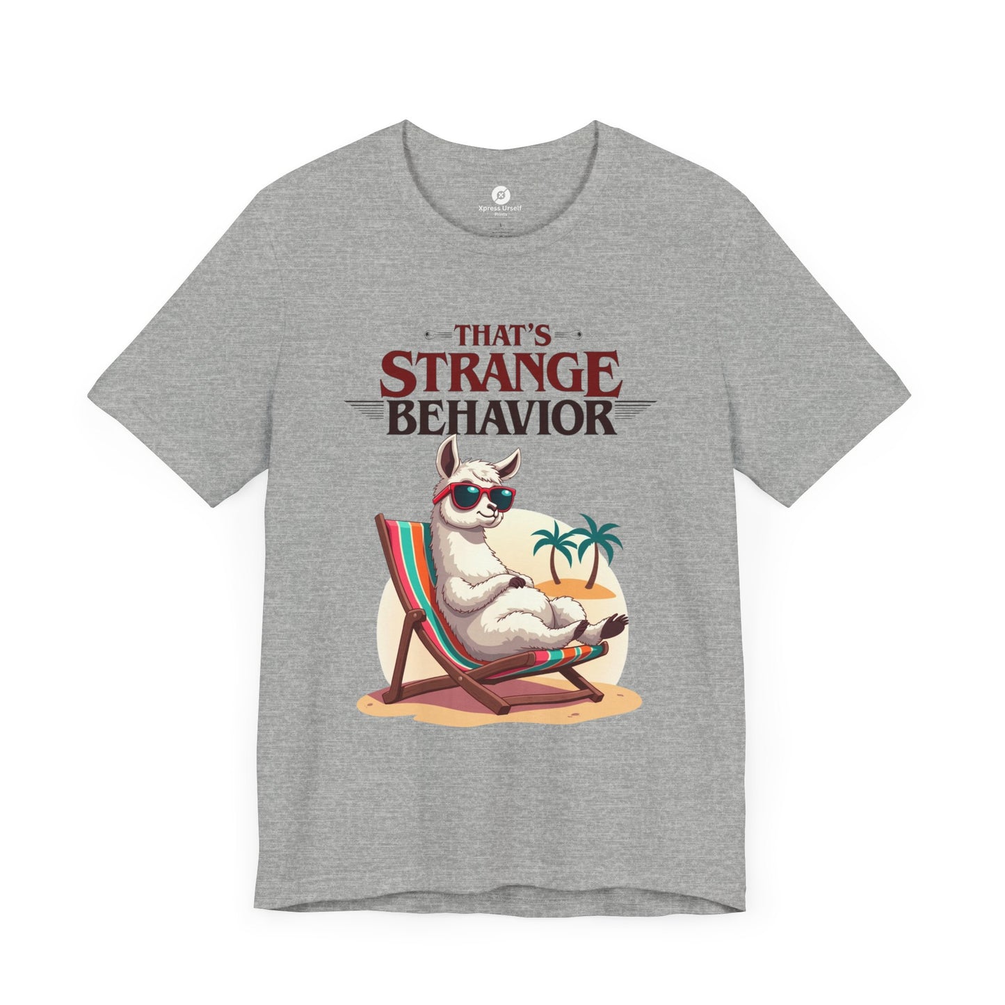Funny Llama Graphic Tee - "That's Strange Behavior" Unisex Jersey T-Shirt