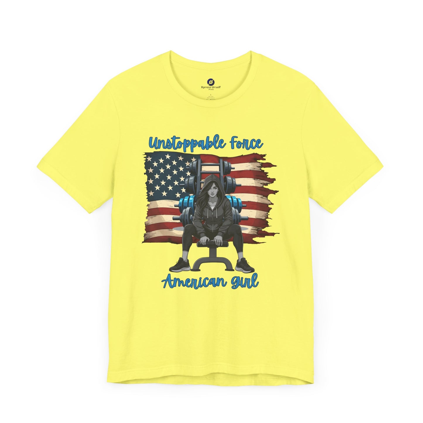 Unstoppable Force American Girl Tee - Patriotic Short Sleeve Shirt for Independence Day, Casual Wear, Gifts, Freedom Celebration