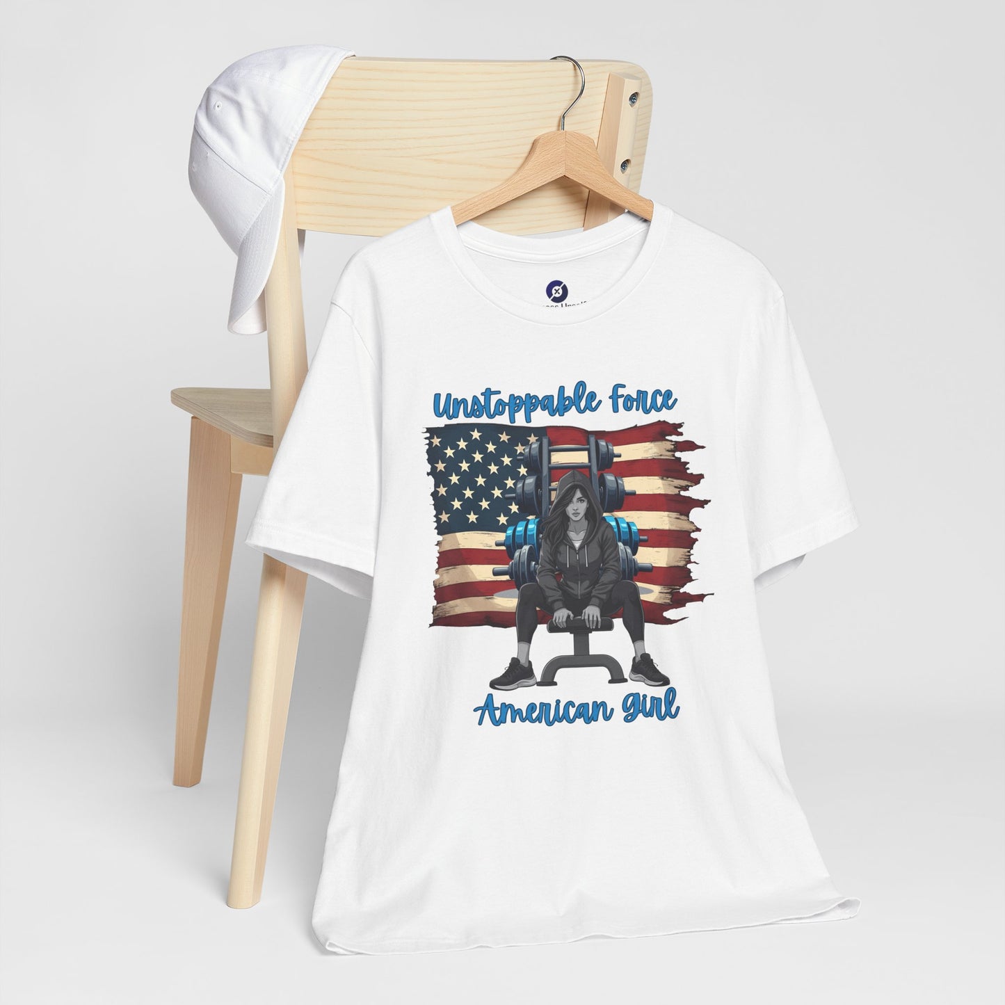 Unstoppable Force American Girl Tee - Patriotic Short Sleeve Shirt for Independence Day, Casual Wear, Gifts, Freedom Celebration