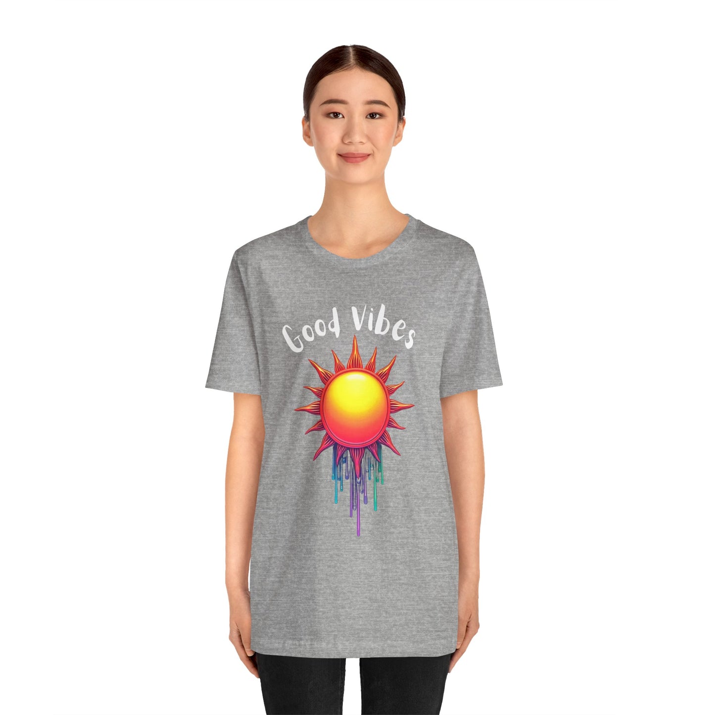 Good Vibes Unisex Short Sleeve Tee - Colorful Sun Design