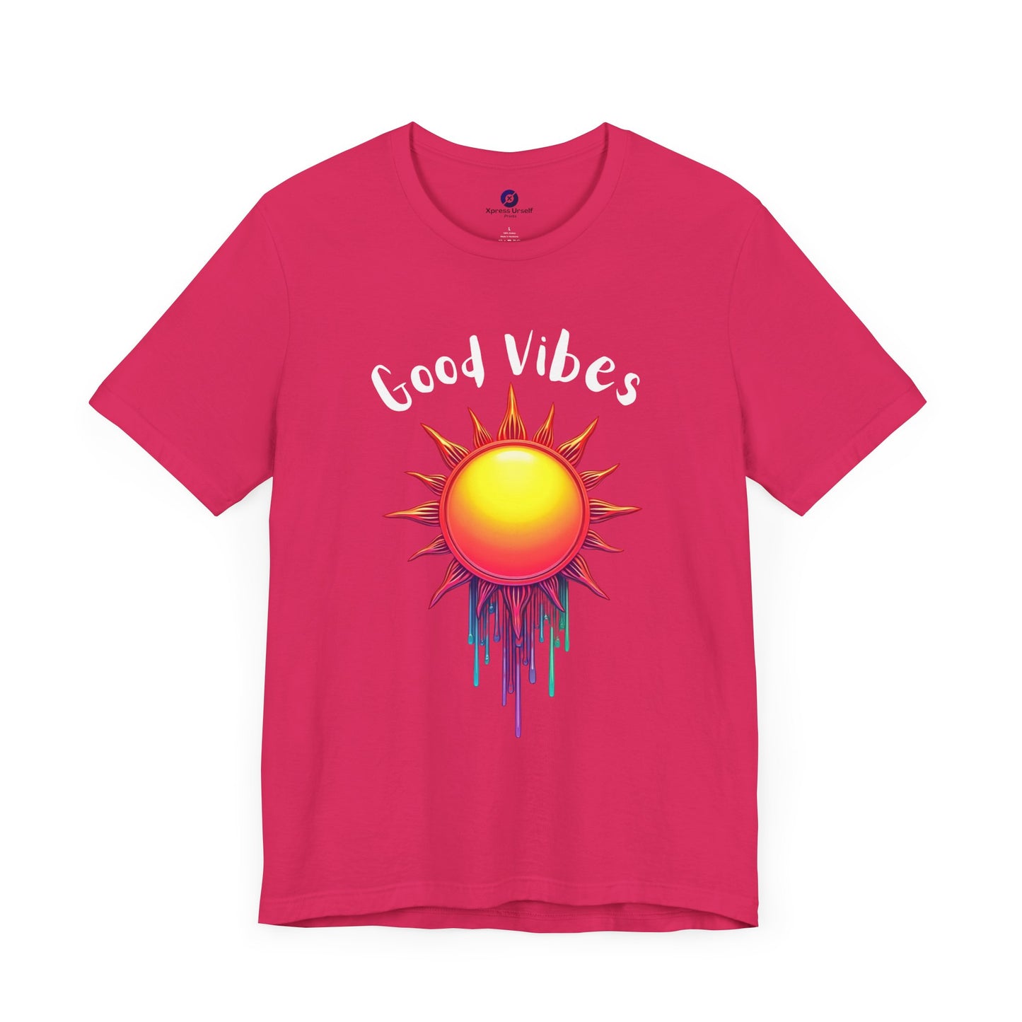 Good Vibes Unisex Short Sleeve Tee - Colorful Sun Design