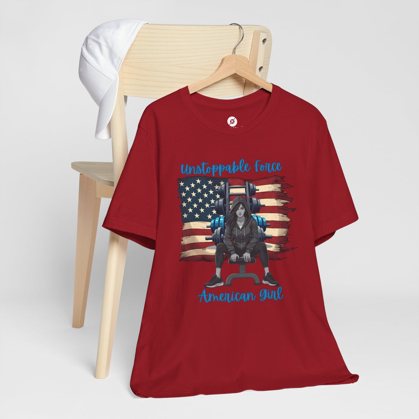 Unstoppable Force American Girl Tee - Patriotic Short Sleeve Shirt for Independence Day, Casual Wear, Gifts, Freedom Celebration