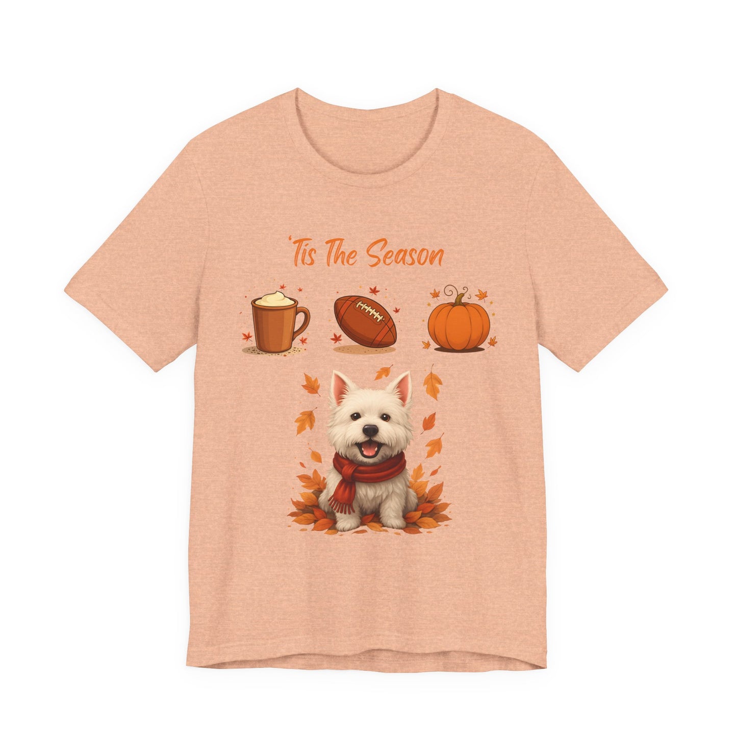 Fall-Themed Pet Lover Tee, Cozy Autumn Short Sleeve Shirt, Cute Dog Graphic T-Shirt, Comfortable Casual Tee, Ideal for Thanksgiving