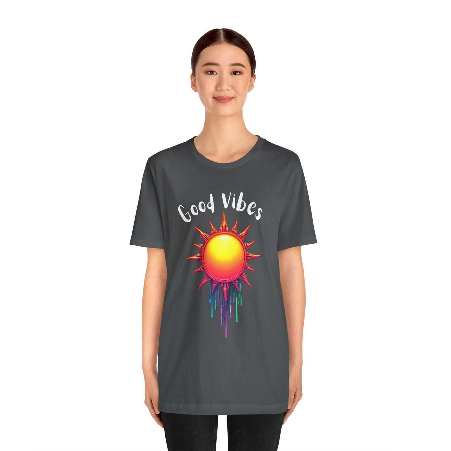 Good Vibes Unisex Short Sleeve Tee - Colorful Sun Design