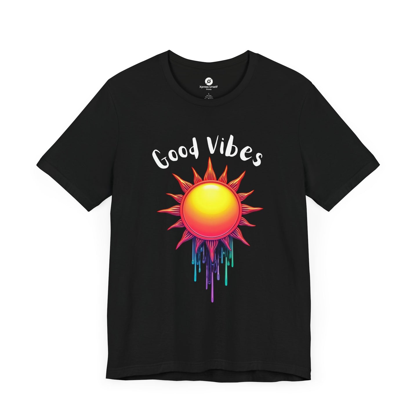 Good Vibes Unisex Short Sleeve Tee - Colorful Sun Design