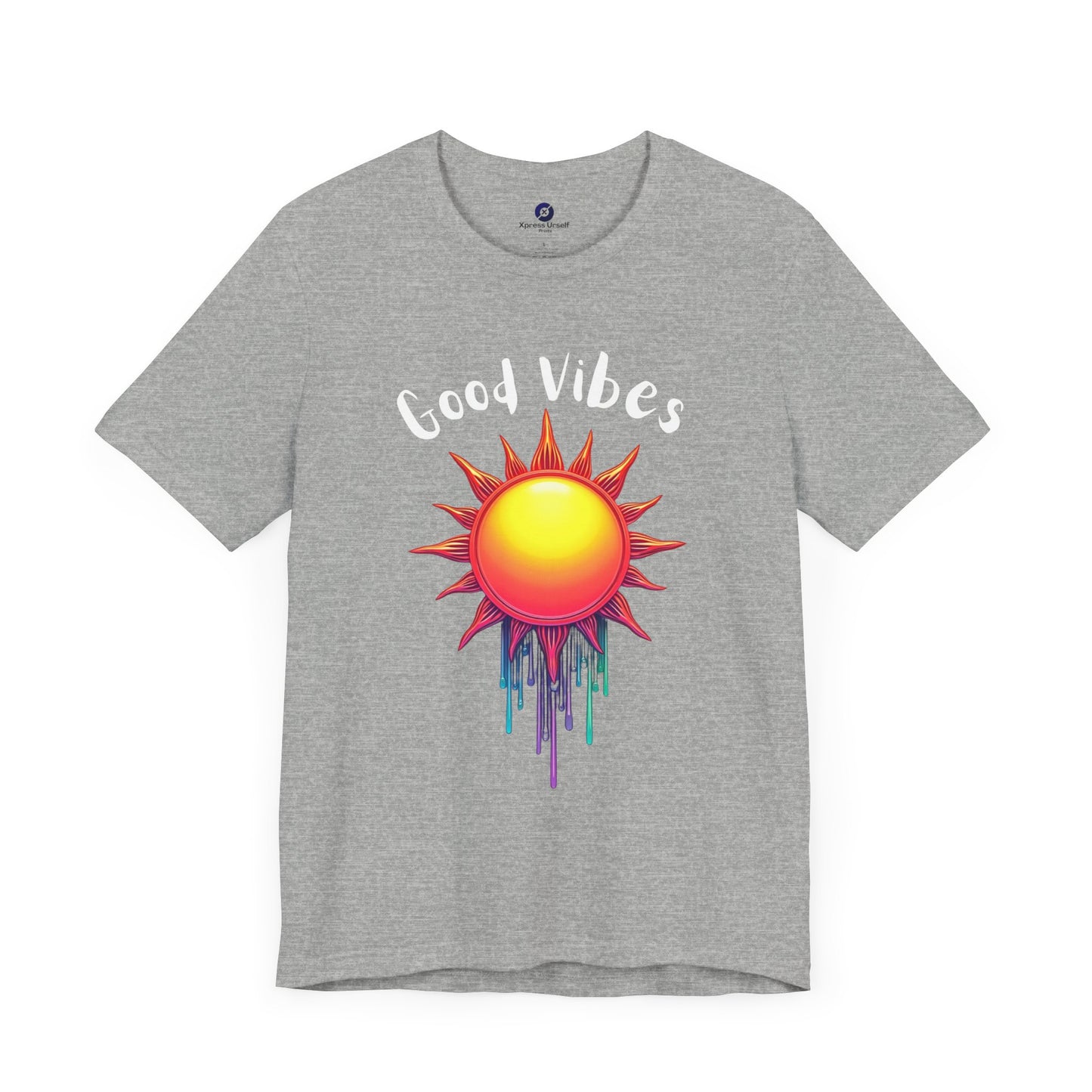 Good Vibes Unisex Short Sleeve Tee - Colorful Sun Design